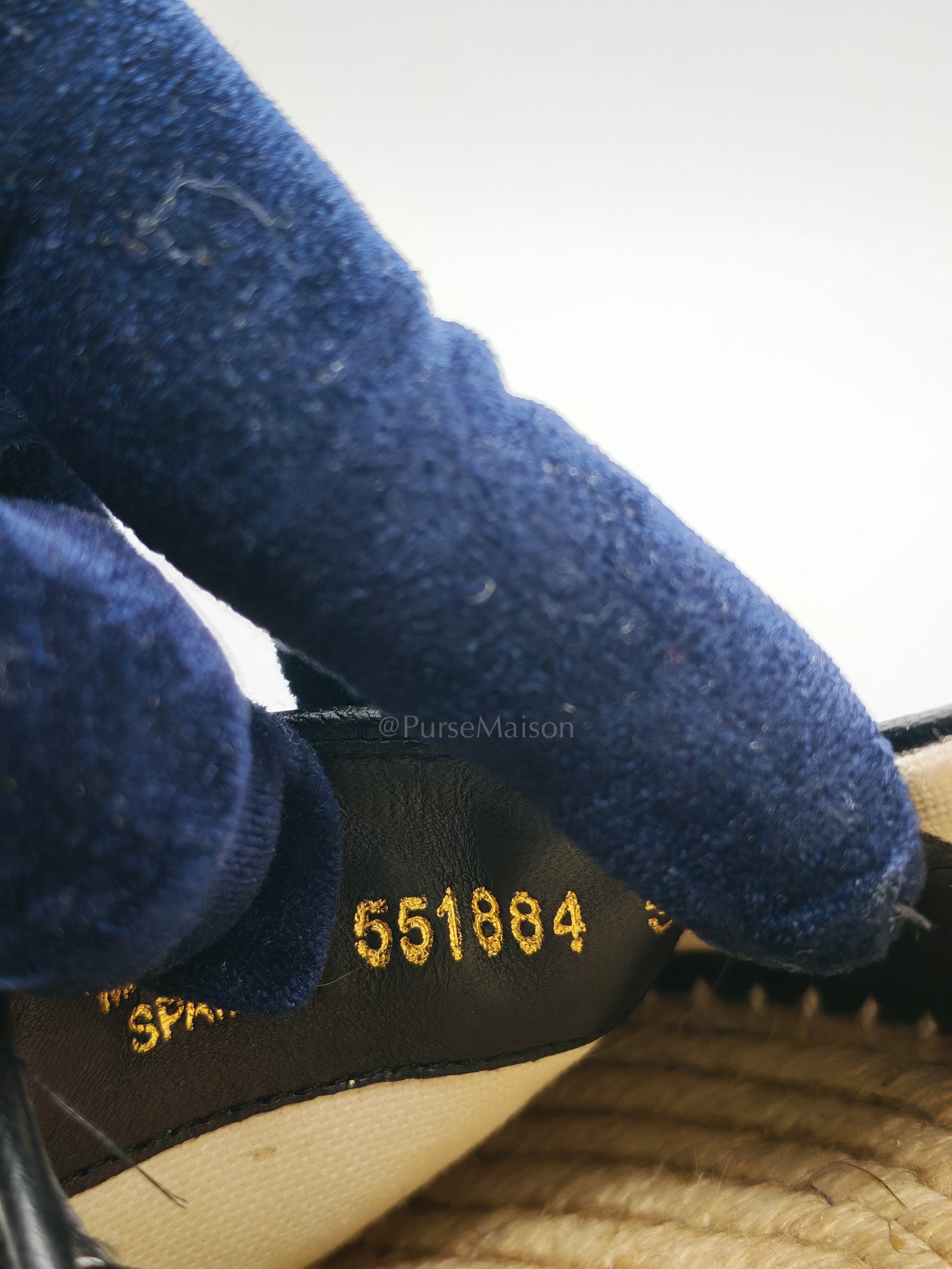 Double G Matelasse Espadrilles in Black Chevron Matellase Leather Size 38 1/2 (24.5cm)