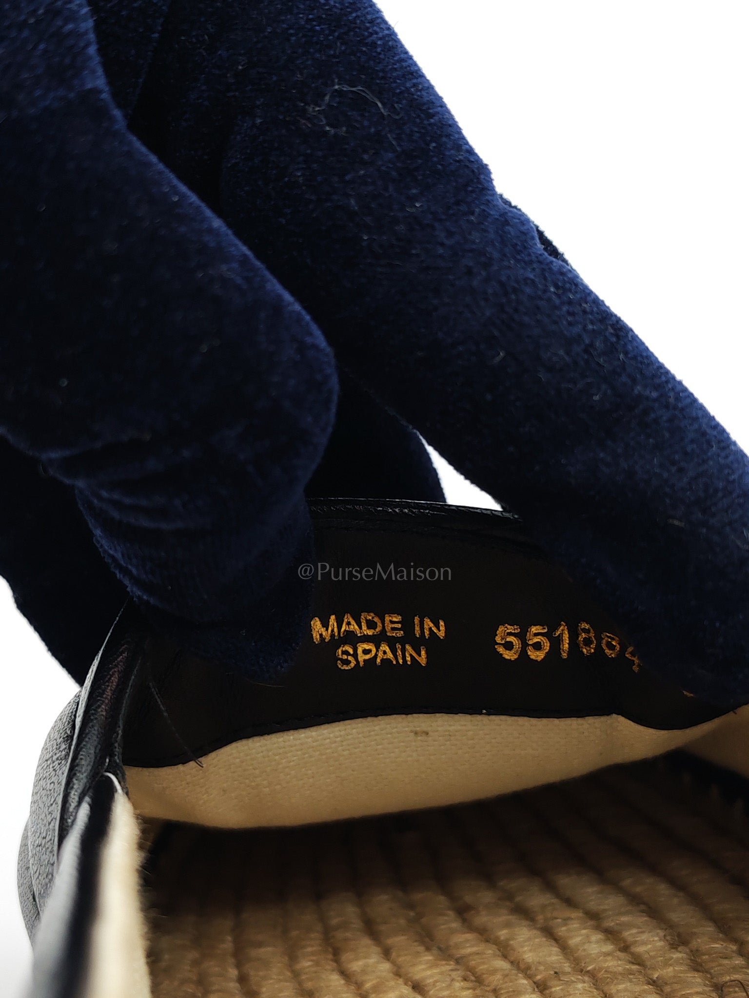 Double G Matelasse Espadrilles in Black Chevron Matellase Leather Size 38 1/2 (24.5cm)