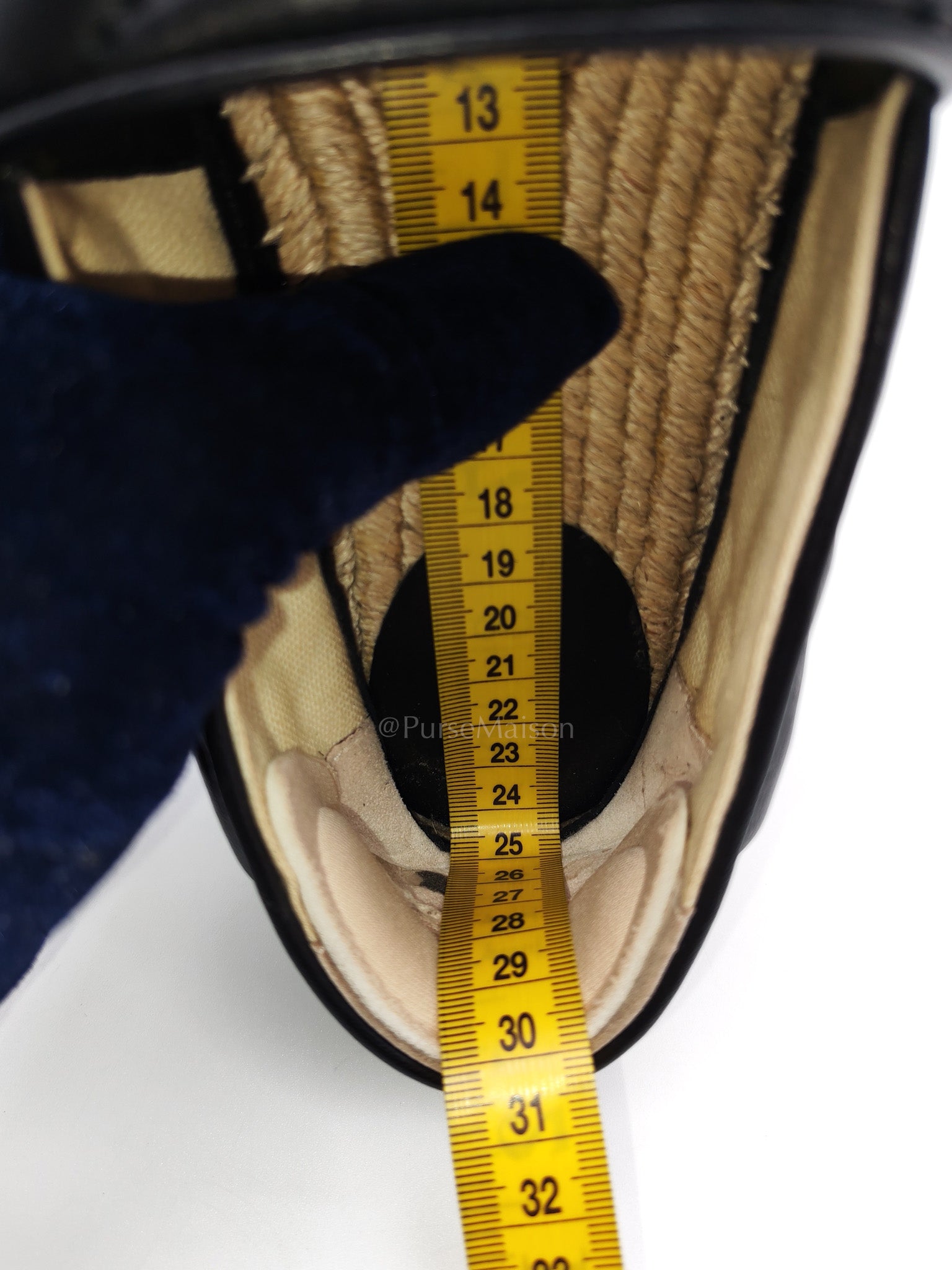Double G Matelasse Espadrilles in Black Chevron Matellase Leather Size 38 1/2 (24.5cm)