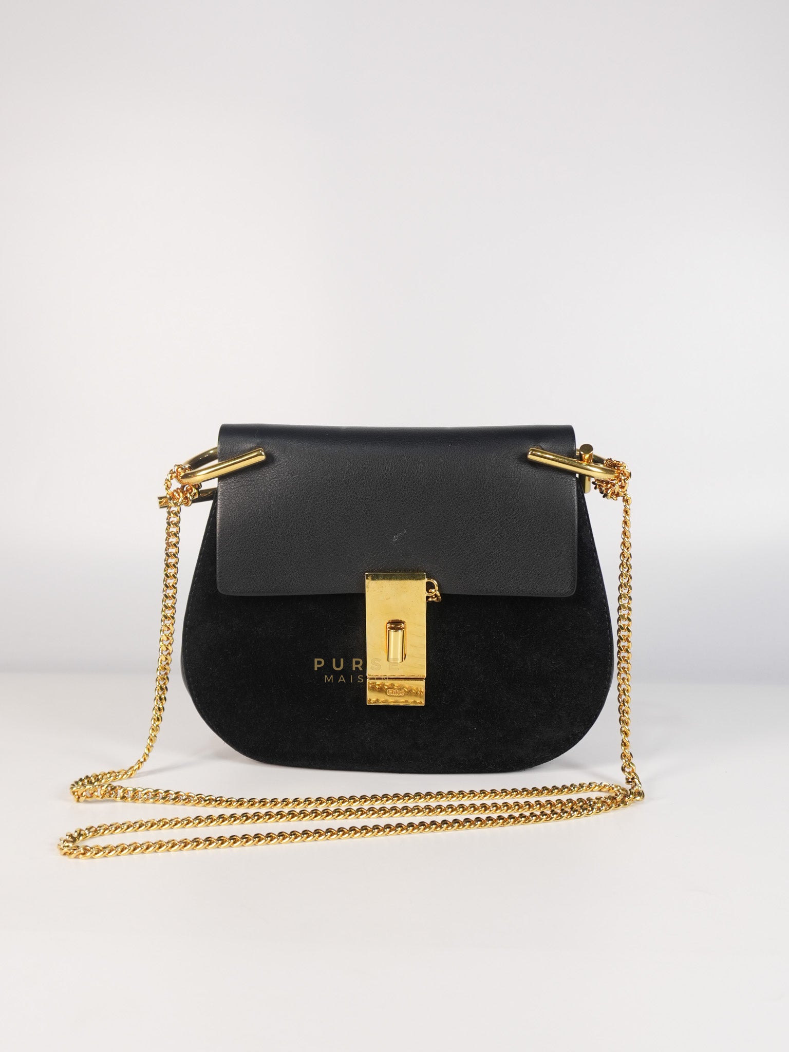 Drew Shoulder Bag in Black Gold Hardware | Purse Maison Luxury Bags Shop