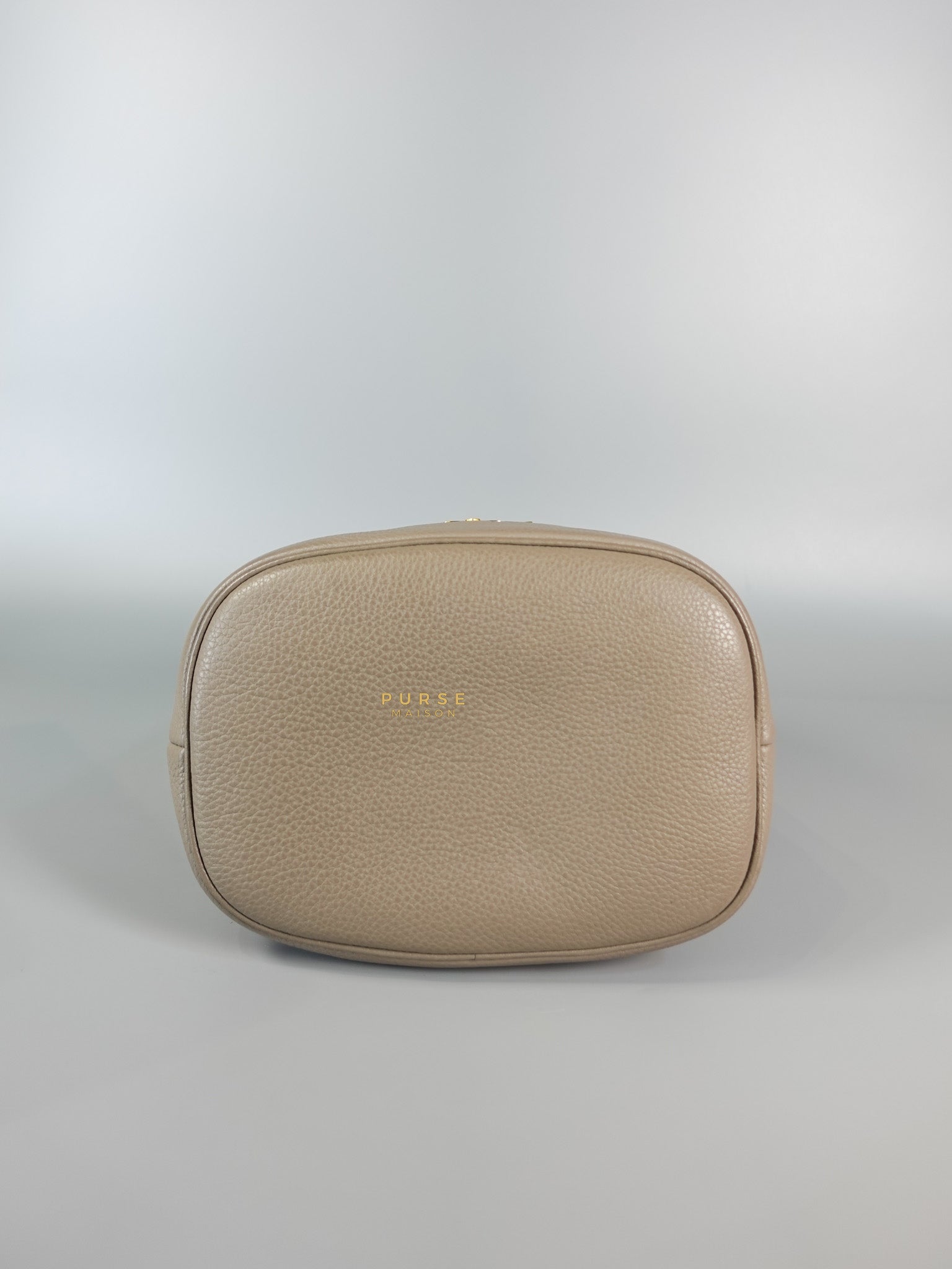 Dual Strap with Top Handle Bucket Bag in Beige | Purse Maison Luxury Bags Shop