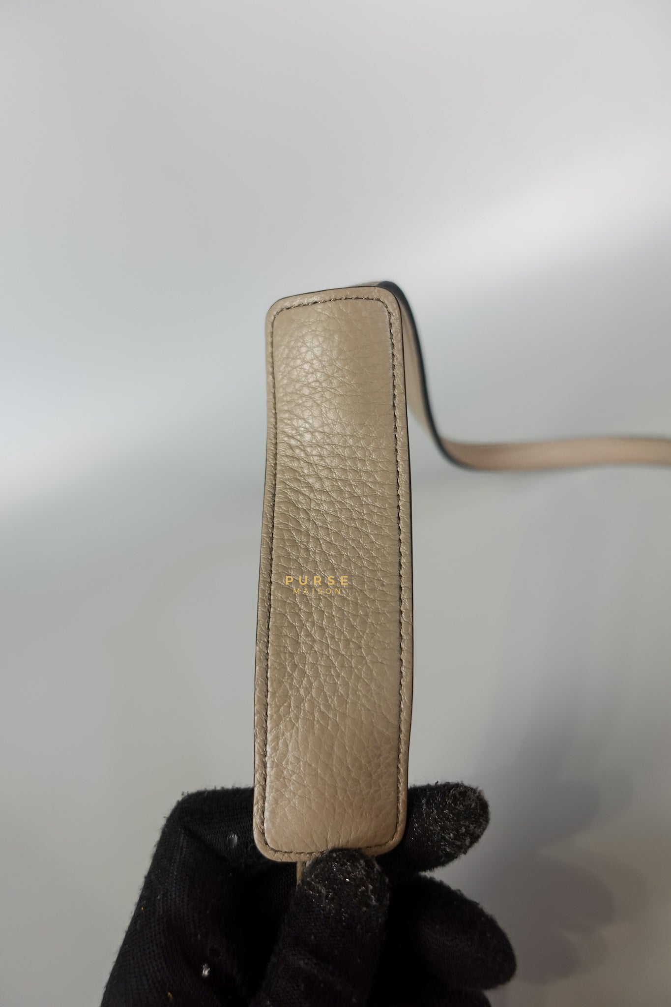 Dual Strap with Top Handle Bucket Bag in Beige | Purse Maison Luxury Bags Shop