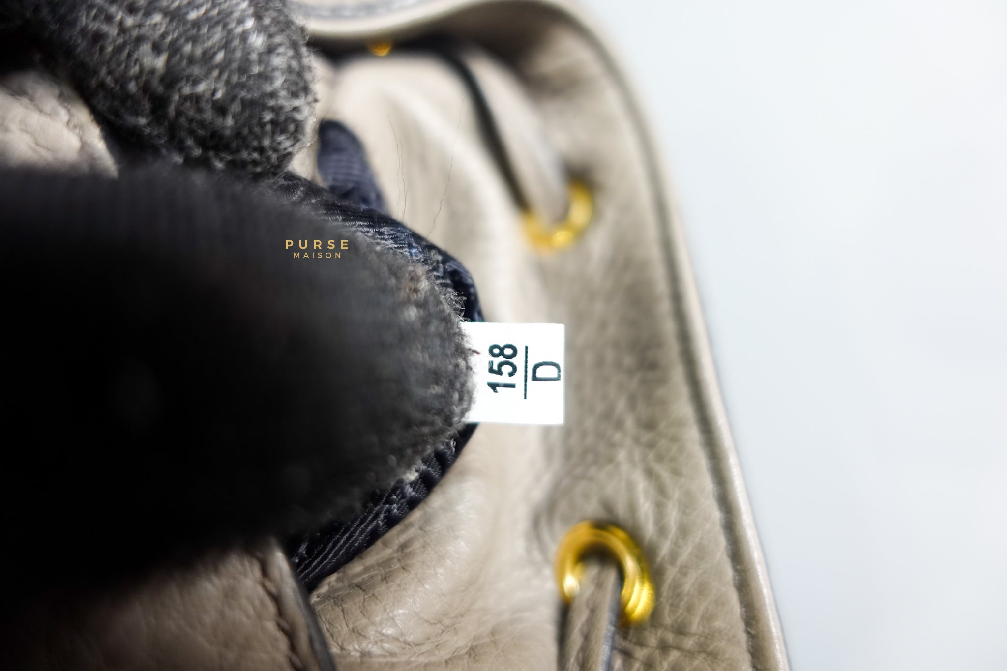 Dual Strap with Top Handle Bucket Bag in Beige | Purse Maison Luxury Bags Shop