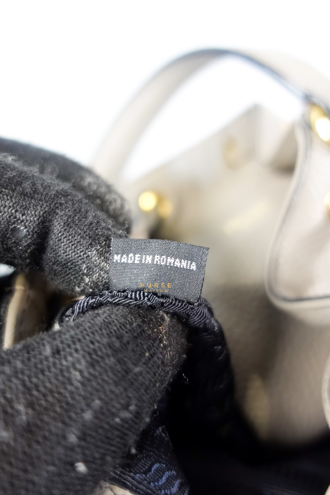 Dual Strap with Top Handle Bucket Bag in Beige | Purse Maison Luxury Bags Shop