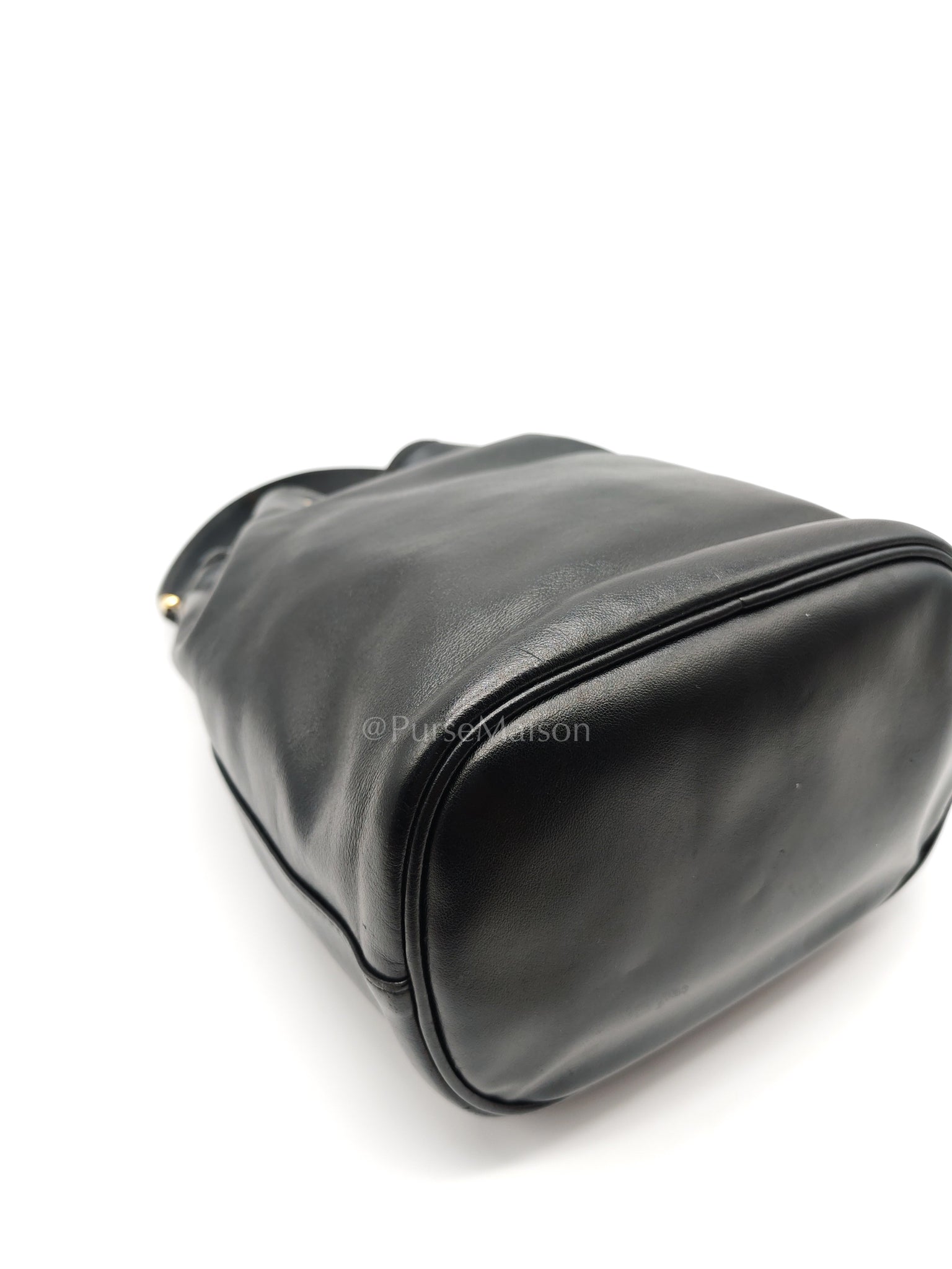 Duet Bucket Bag in Black Smooth Calfskin Leather Crossbody Bag | Purse Maison Luxury Bags Shop