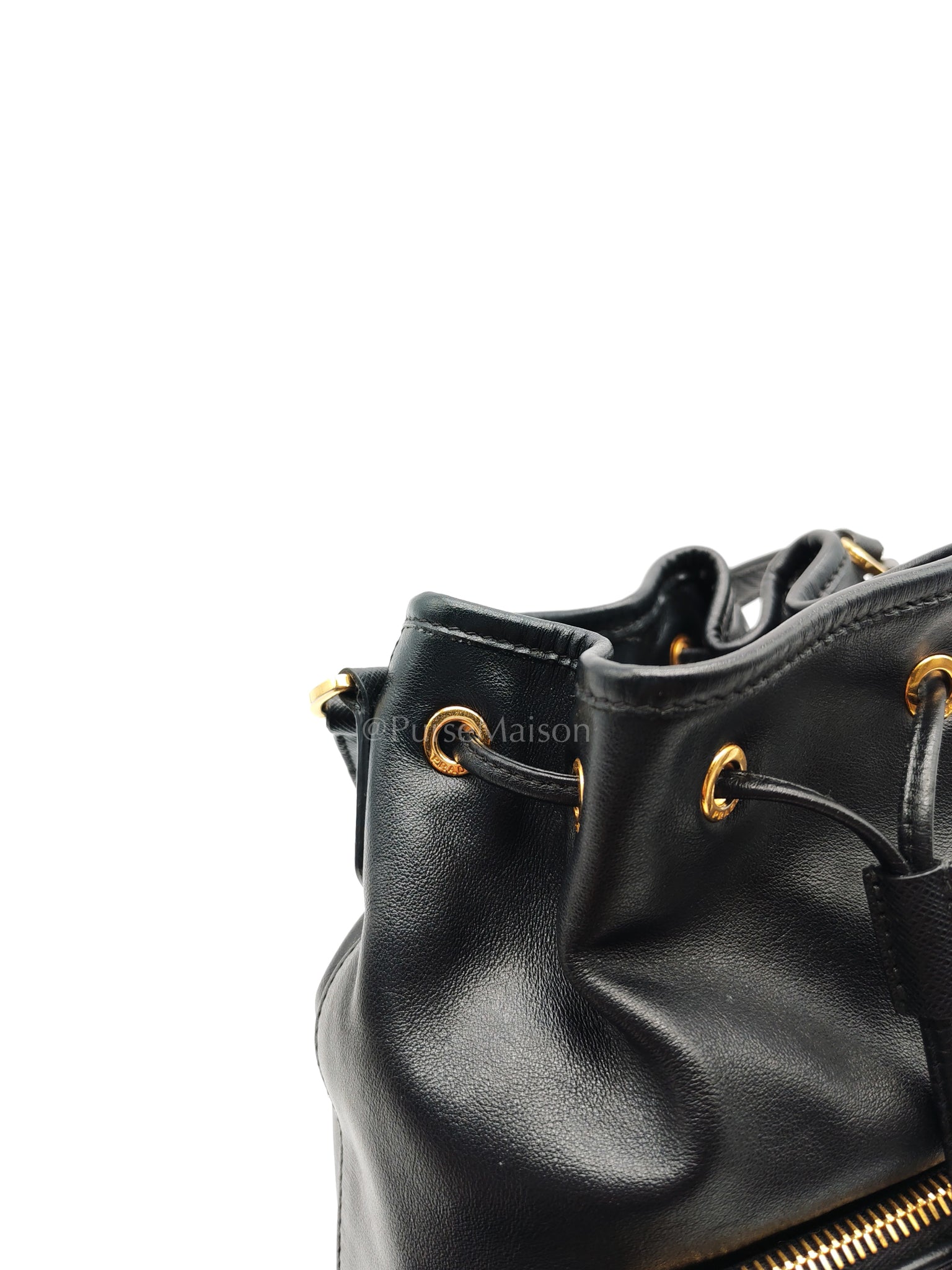 Duet Bucket Bag in Black Smooth Calfskin Leather Crossbody Bag | Purse Maison Luxury Bags Shop