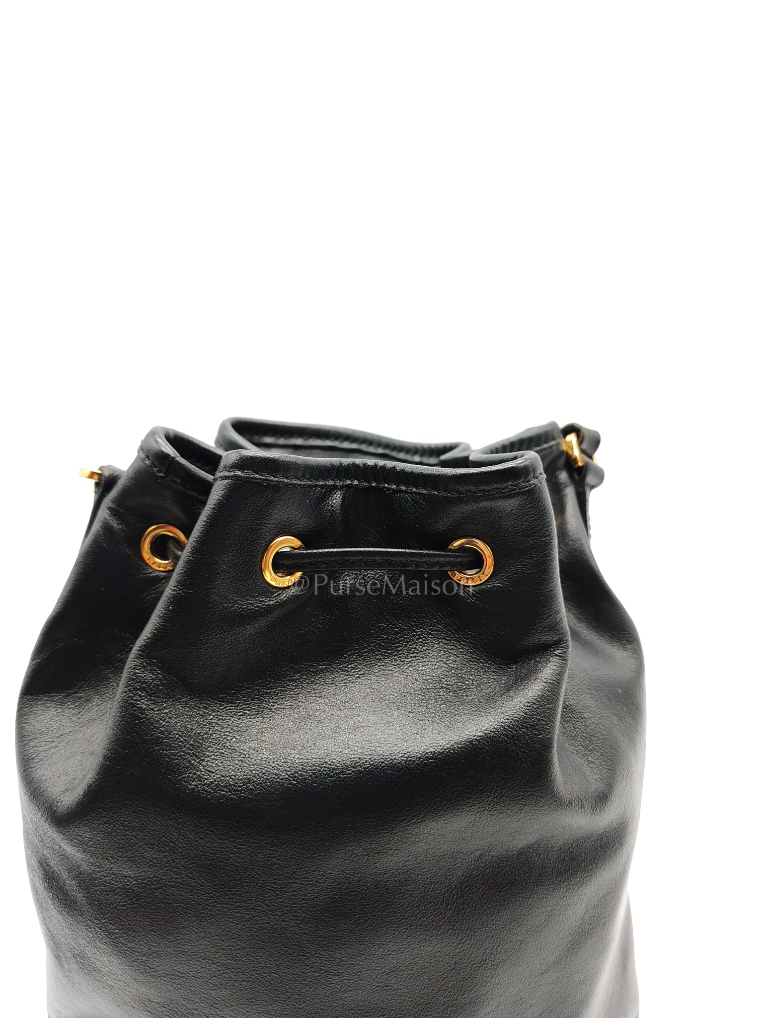 Duet Bucket Bag in Black Smooth Calfskin Leather Crossbody Bag | Purse Maison Luxury Bags Shop