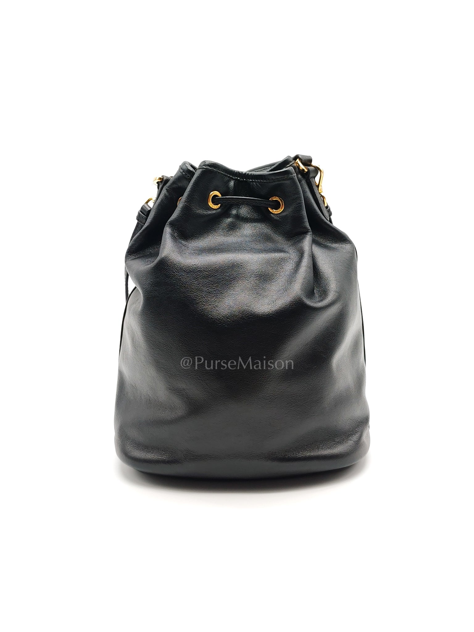Duet Bucket Bag in Black Smooth Calfskin Leather Crossbody Bag | Purse Maison Luxury Bags Shop