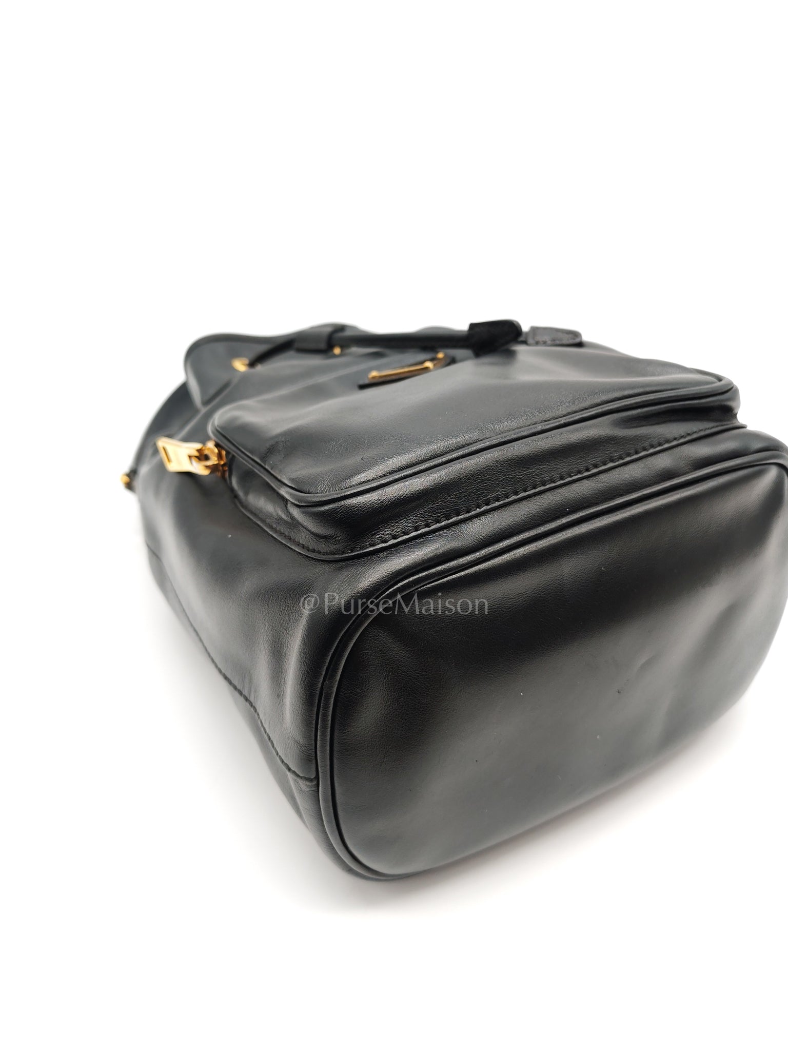 Duet Bucket Bag in Black Smooth Calfskin Leather Crossbody Bag | Purse Maison Luxury Bags Shop