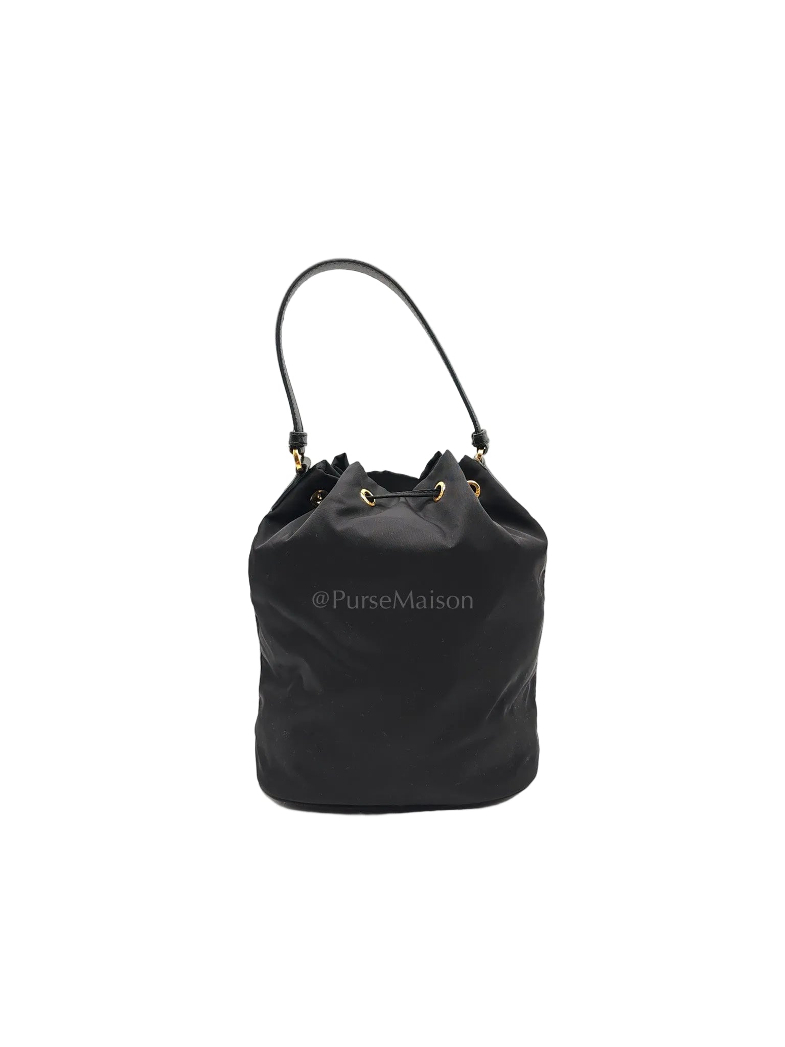 Duet Re-Nylon Black Drawstring Bucket Bag | Purse Maison Luxury Bags Shop