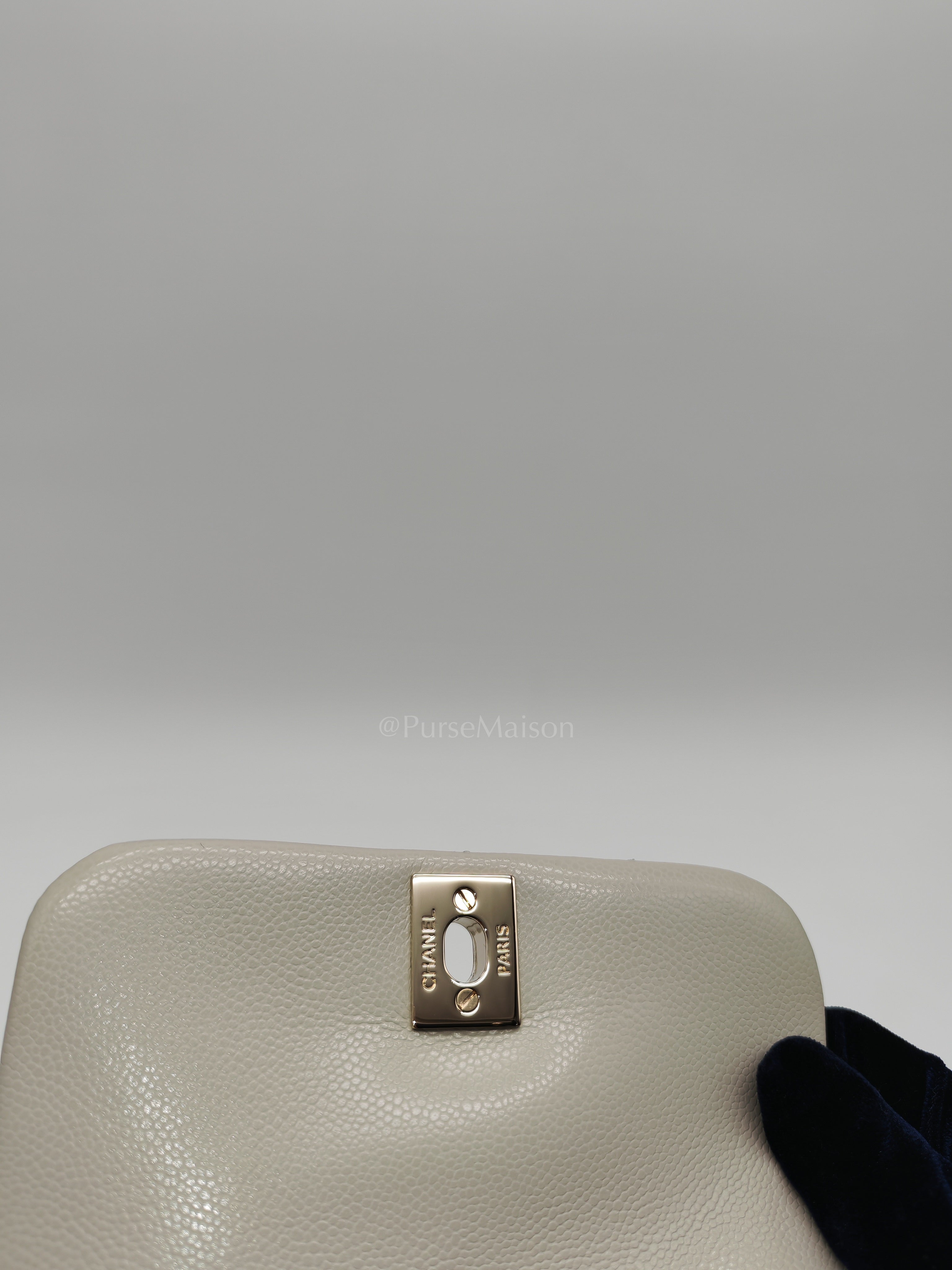 Duma Backpack Small in Gray Caviar Leather & Light Gold Hardware Microchip | Purse Maison Luxury Bags Shop