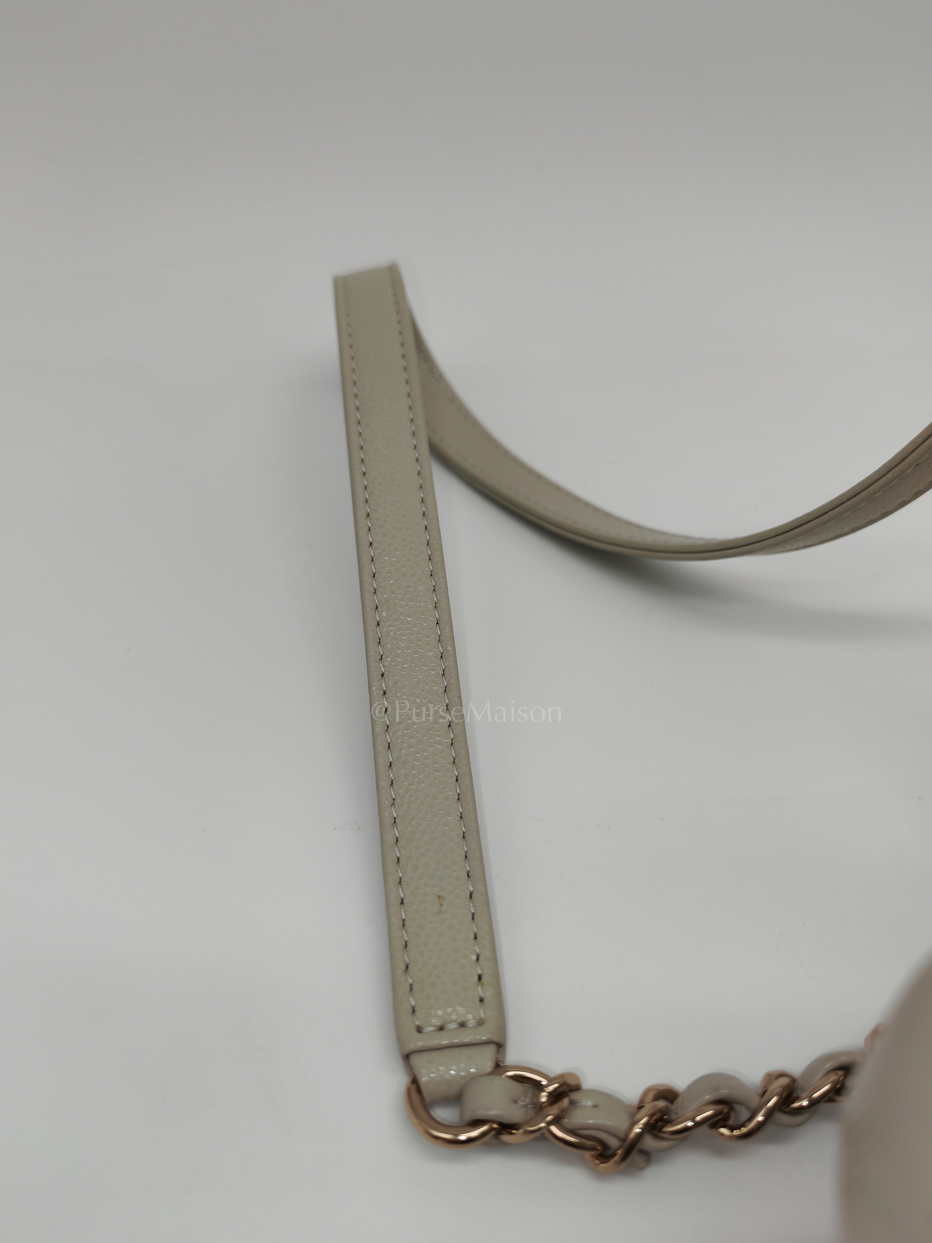 Duma Backpack Small in Gray Caviar Leather & Light Gold Hardware Microchip | Purse Maison Luxury Bags Shop