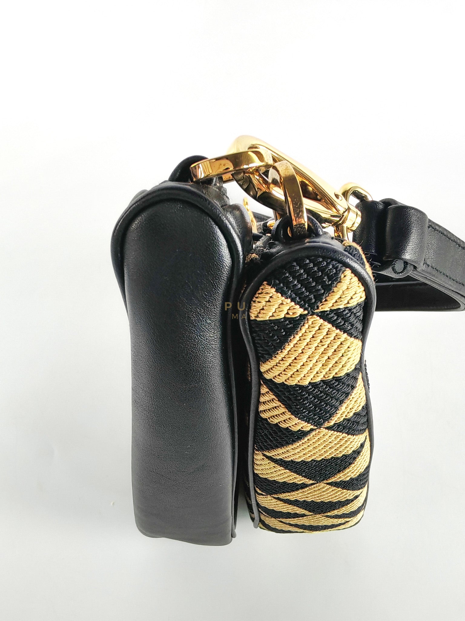 Duo Triangle Mini Bag Symbole Leather and Fabric Canvas | Purse Maison Luxury Bags Shop