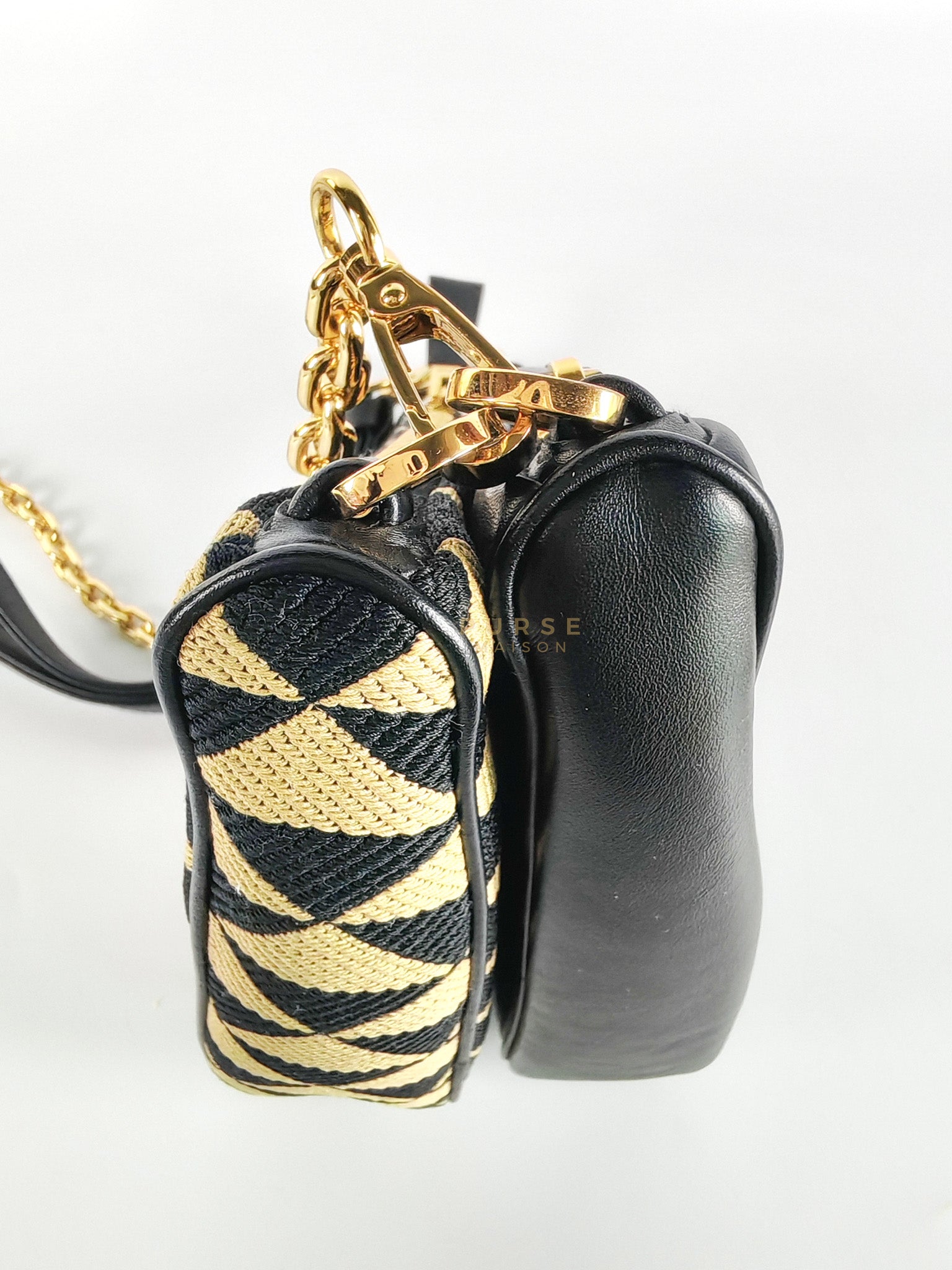 Duo Triangle Mini Bag Symbole Leather and Fabric Canvas | Purse Maison Luxury Bags Shop