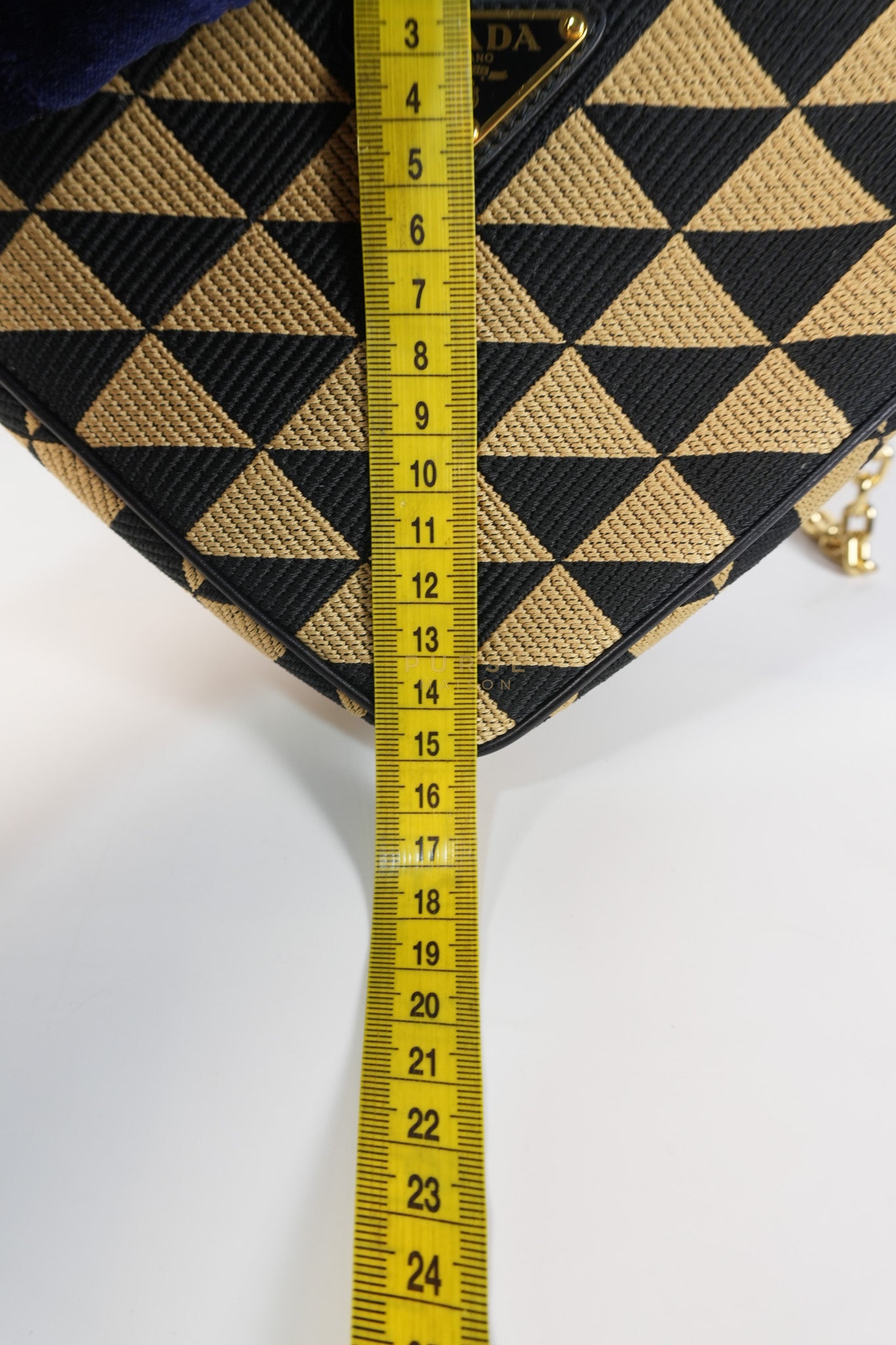 Duo Triangle Mini Bag Symbole Leather and Fabric Canvas | Purse Maison Luxury Bags Shop