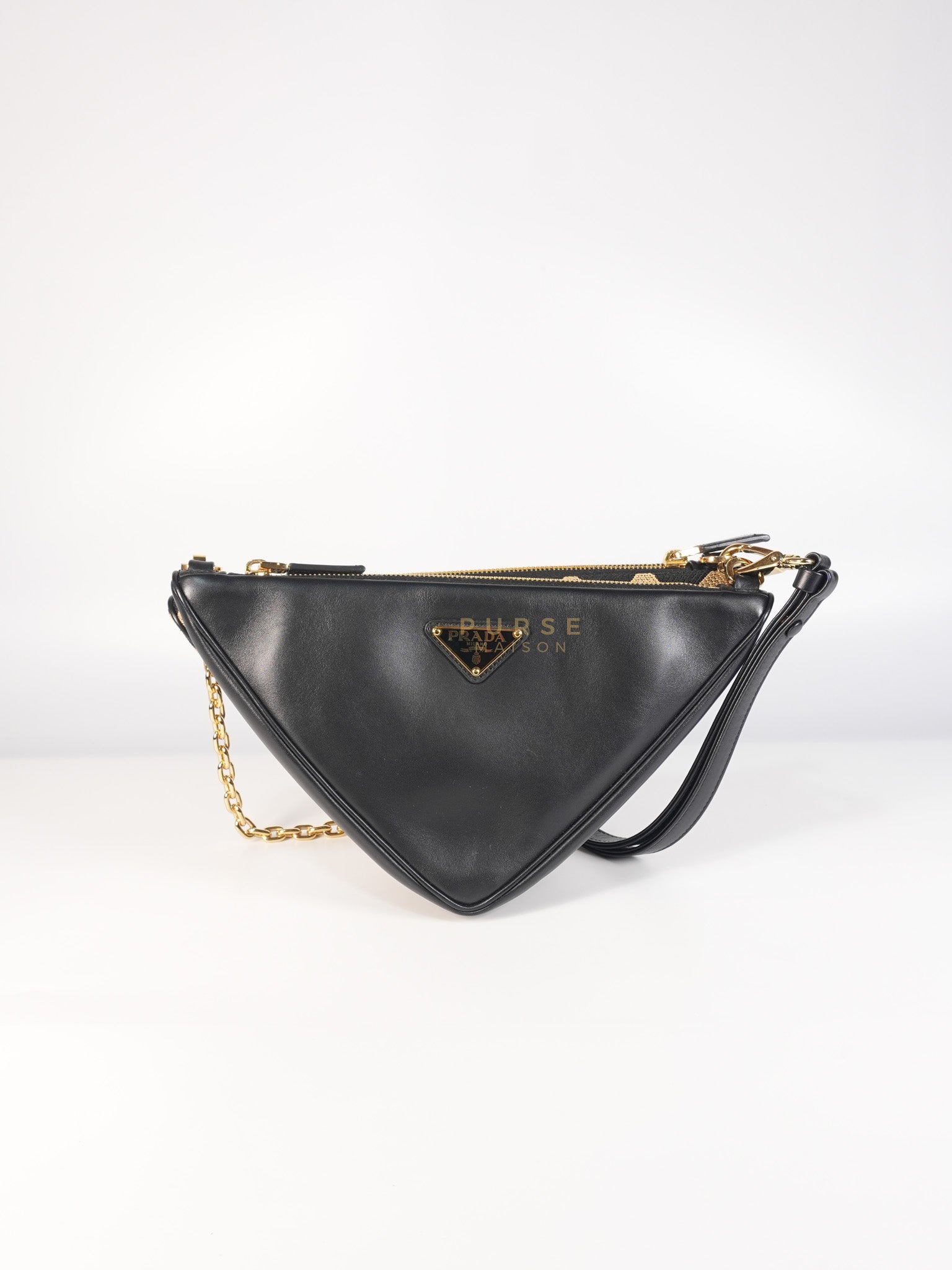 Duo Triangle Mini Bag Symbole Leather and Fabric Canvas | Purse Maison Luxury Bags Shop