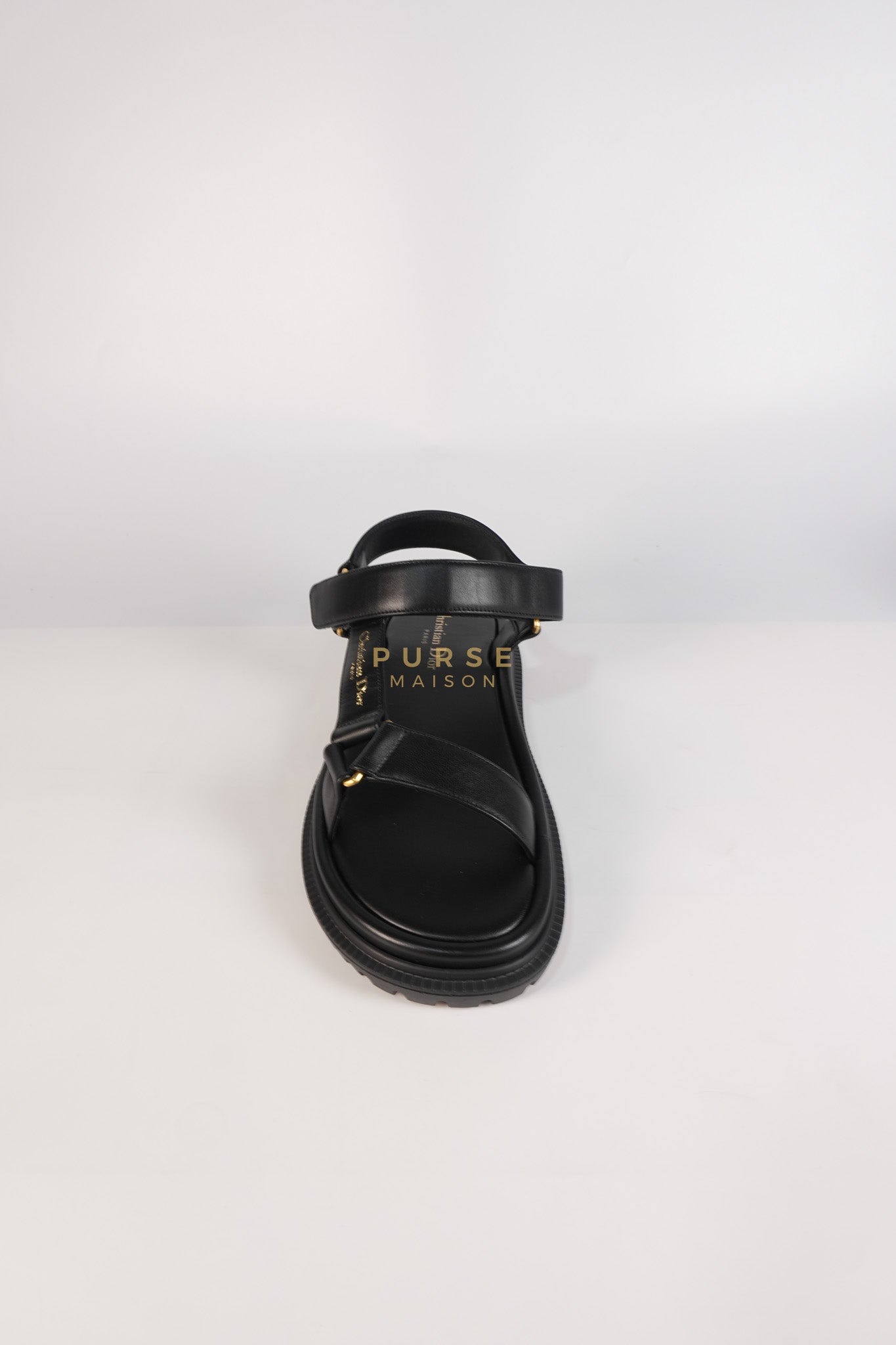 D'Wave Sandals in Black Lambskin Leather Size 38 EU (24cm) | Purse Maison Luxury Bags Shop