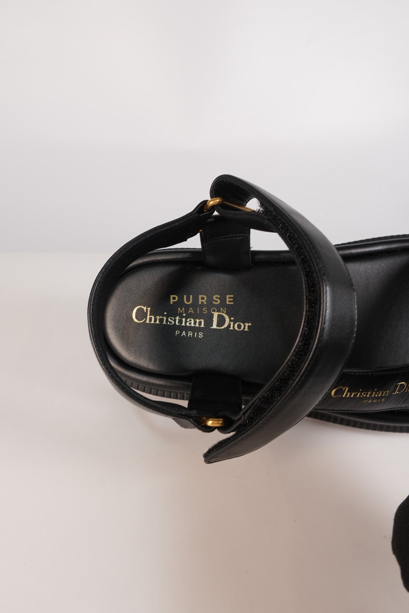 D'Wave Sandals in Black Lambskin Leather Size 38 EU (24cm) | Purse Maison Luxury Bags Shop