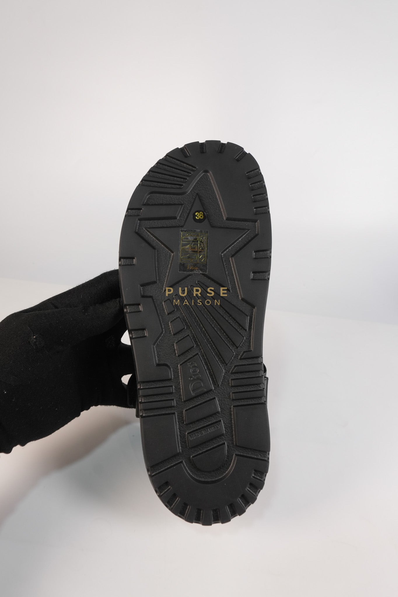 D'Wave Sandals in Black Lambskin Leather Size 38 EU (24cm) | Purse Maison Luxury Bags Shop