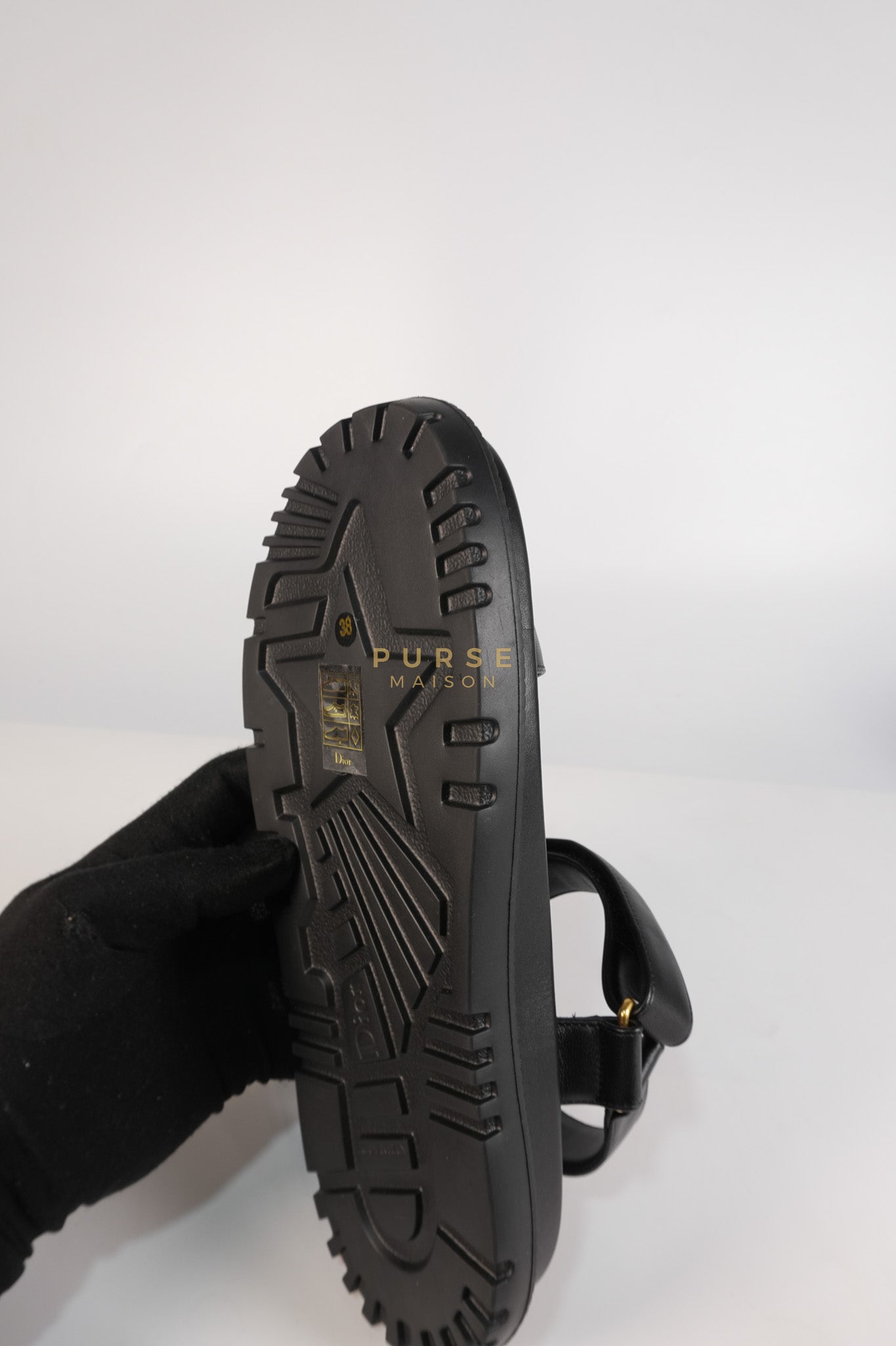 D'Wave Sandals in Black Lambskin Leather Size 38 EU (24cm) | Purse Maison Luxury Bags Shop