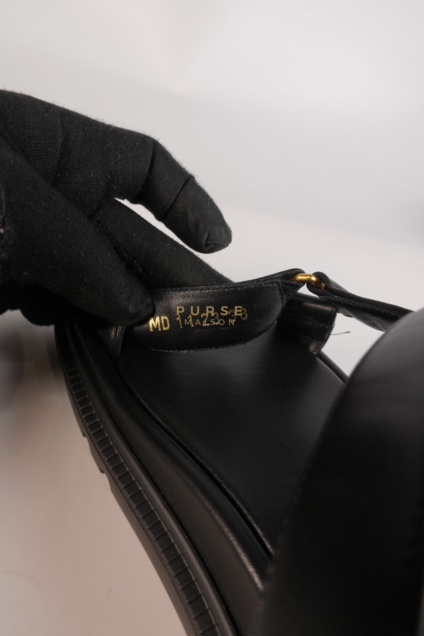 D'Wave Sandals in Black Lambskin Leather Size 38 EU (24cm) | Purse Maison Luxury Bags Shop