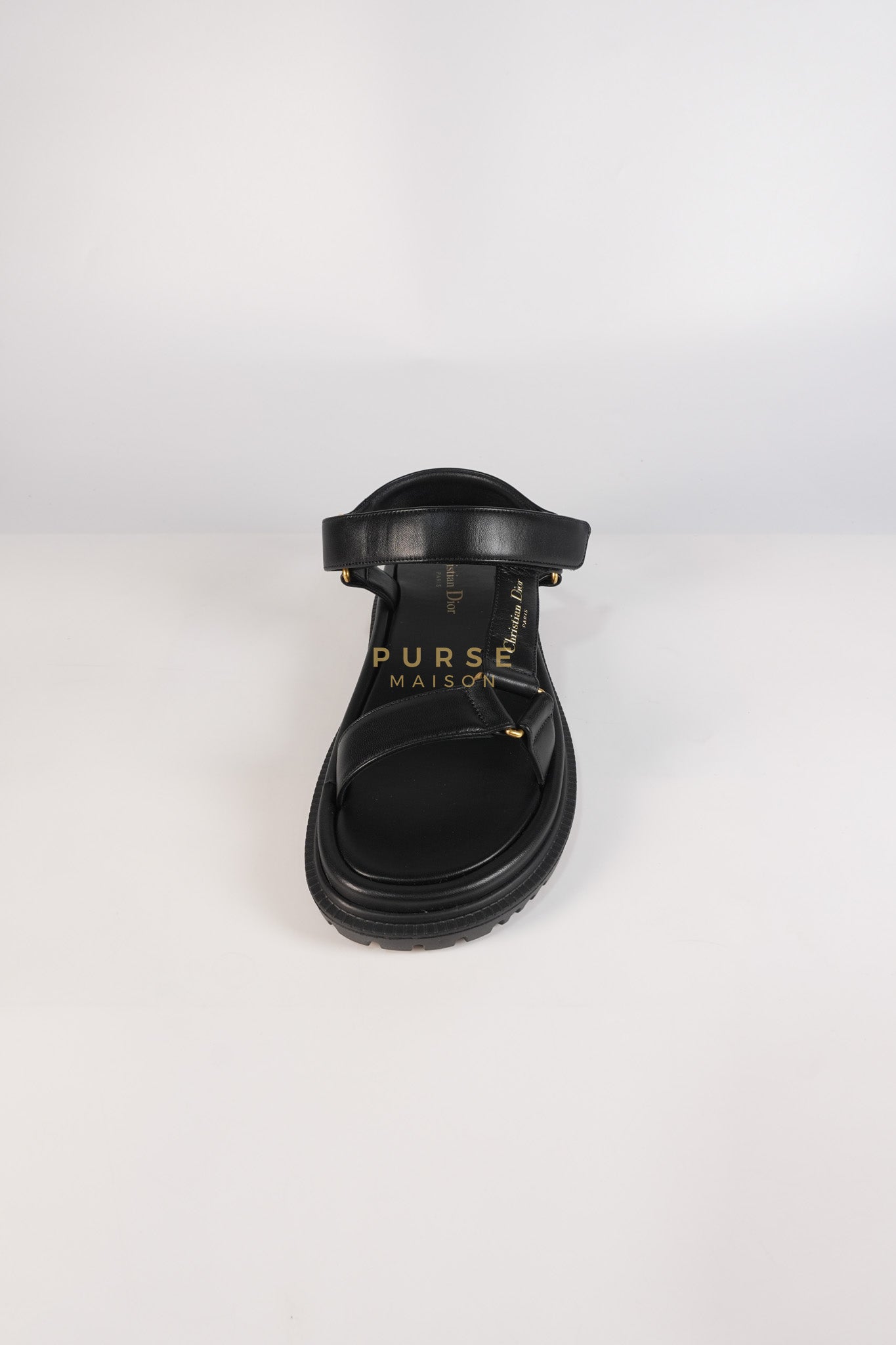 D'Wave Sandals in Black Lambskin Leather Size 38 EU (24cm) | Purse Maison Luxury Bags Shop