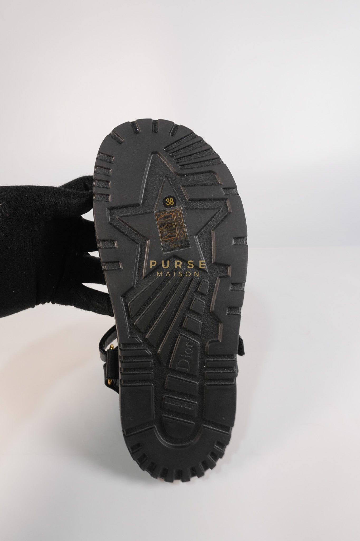 D'Wave Sandals in Black Lambskin Leather Size 38 EU (24cm) | Purse Maison Luxury Bags Shop