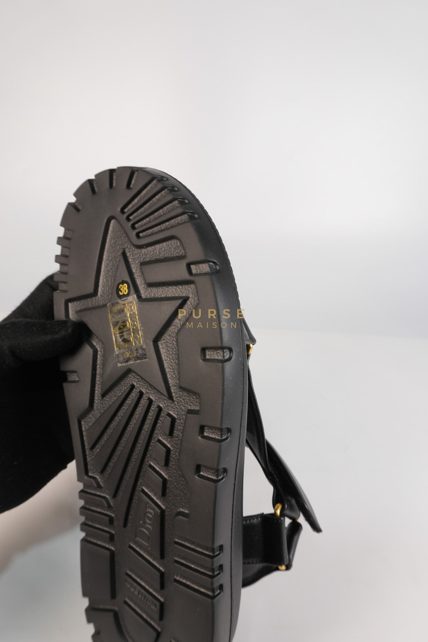 D'Wave Sandals in Black Lambskin Leather Size 38 EU (24cm) | Purse Maison Luxury Bags Shop