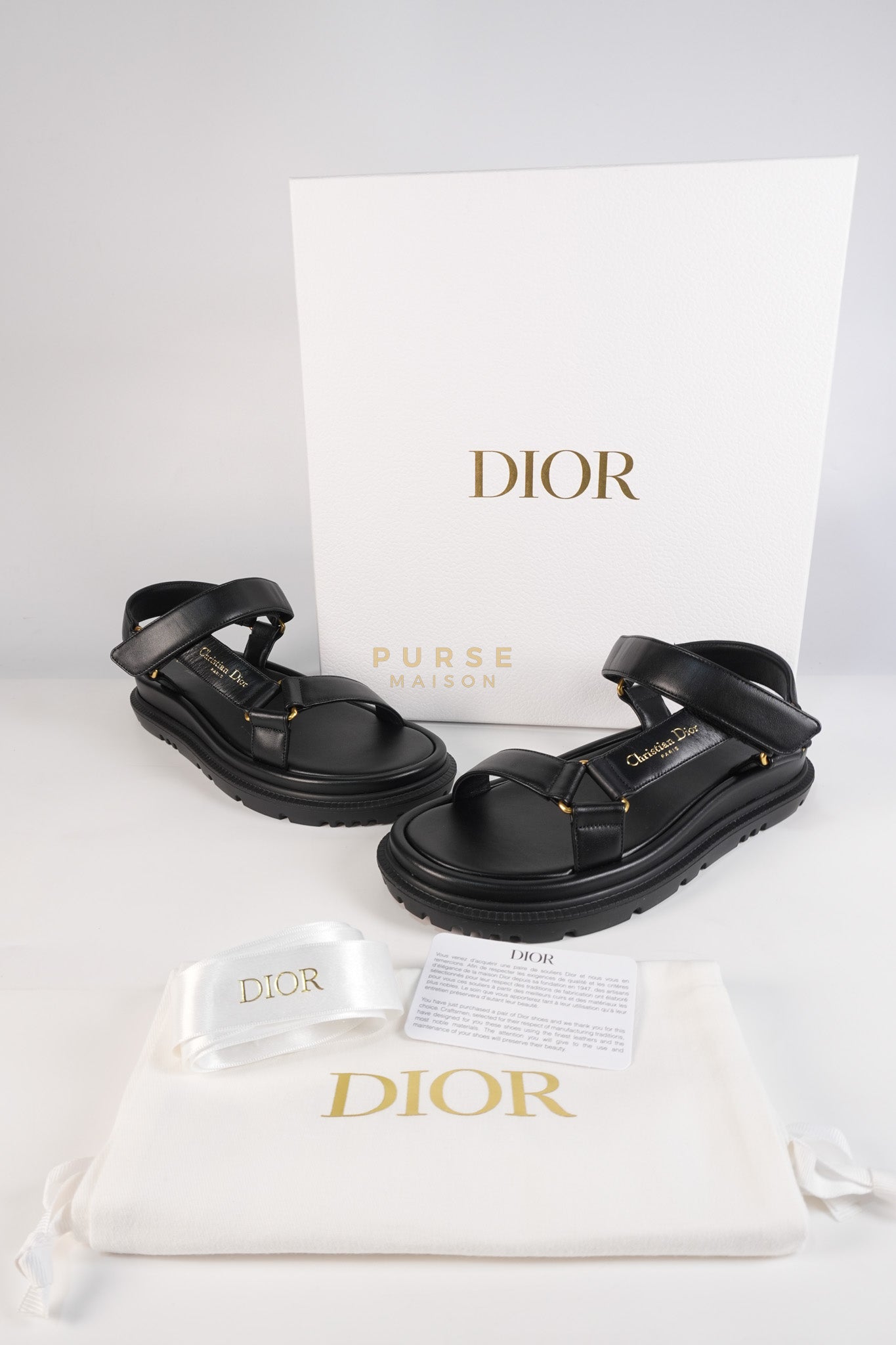 D'Wave Sandals in Black Lambskin Leather Size 38 EU (24cm) | Purse Maison Luxury Bags Shop