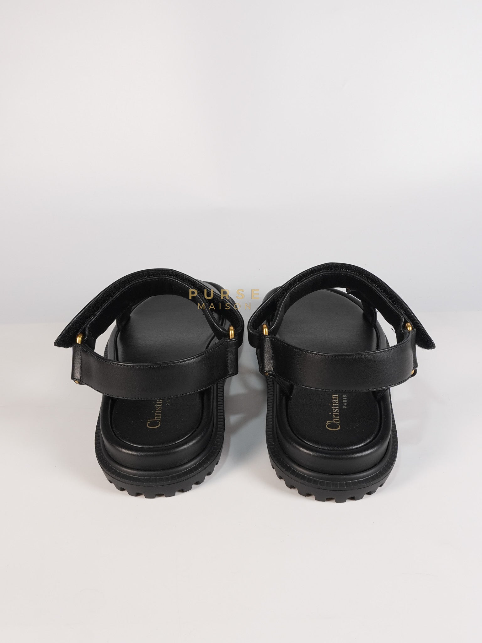 D'Wave Sandals in Black Lambskin Leather Size 38 EU (24cm) | Purse Maison Luxury Bags Shop