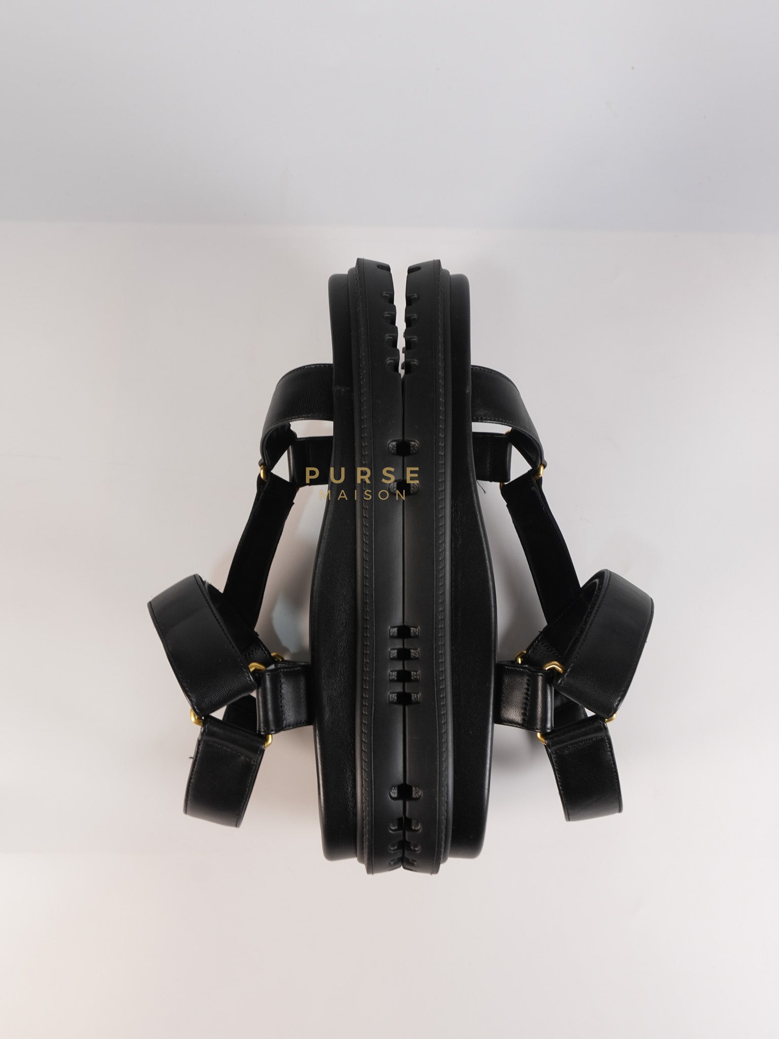 D'Wave Sandals in Black Lambskin Leather Size 38 EU (24cm) | Purse Maison Luxury Bags Shop
