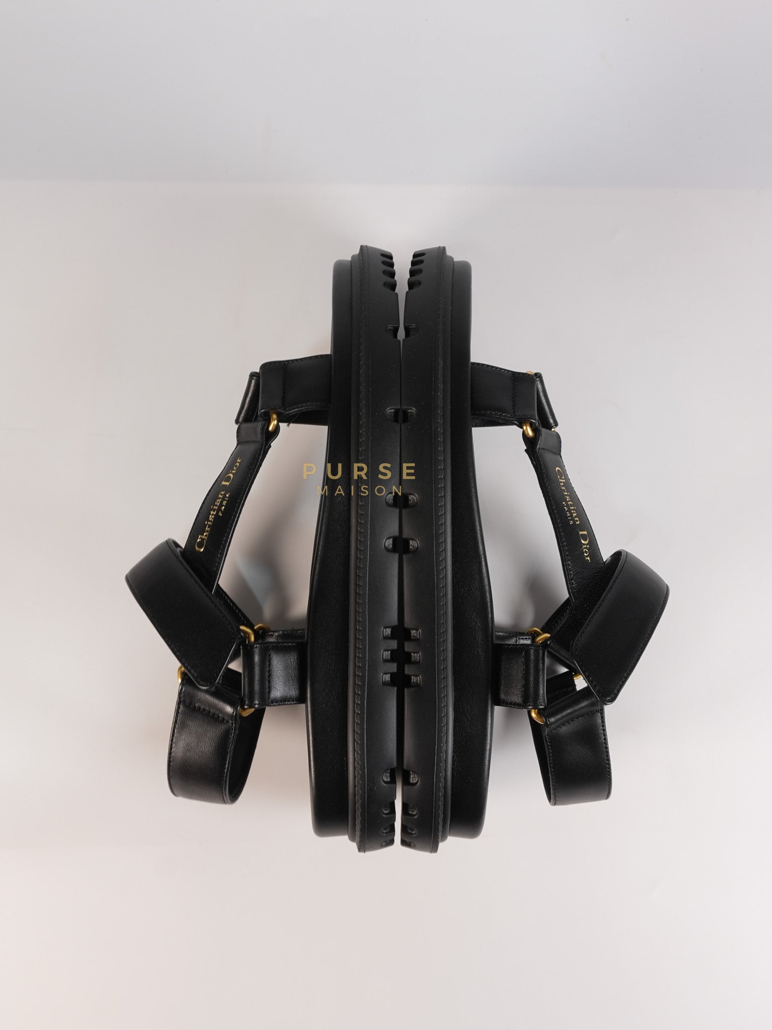 D'Wave Sandals in Black Lambskin Leather Size 38 EU (24cm) | Purse Maison Luxury Bags Shop