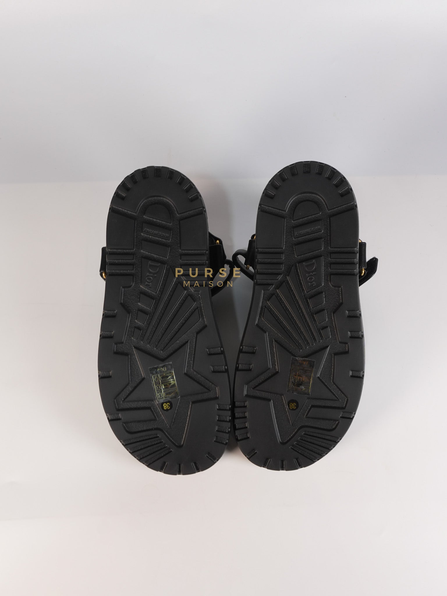 D'Wave Sandals in Black Lambskin Leather Size 38 EU (24cm) | Purse Maison Luxury Bags Shop