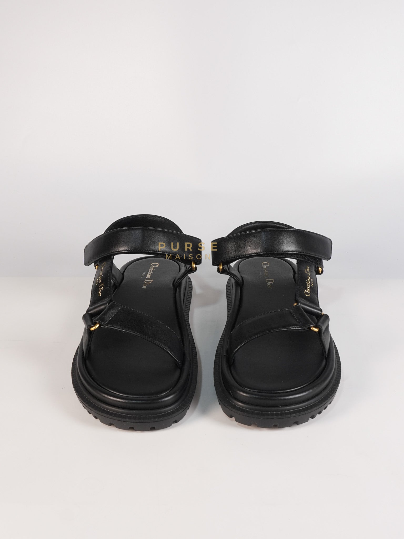 D'Wave Sandals in Black Lambskin Leather Size 38 EU (24cm) | Purse Maison Luxury Bags Shop