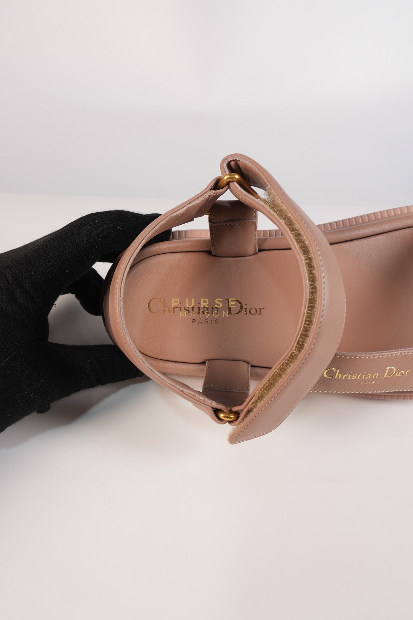 D'Wave Sandals in Powder Pink Leather Size 38EU (24cm) | Purse Maison Luxury Bags Shop
