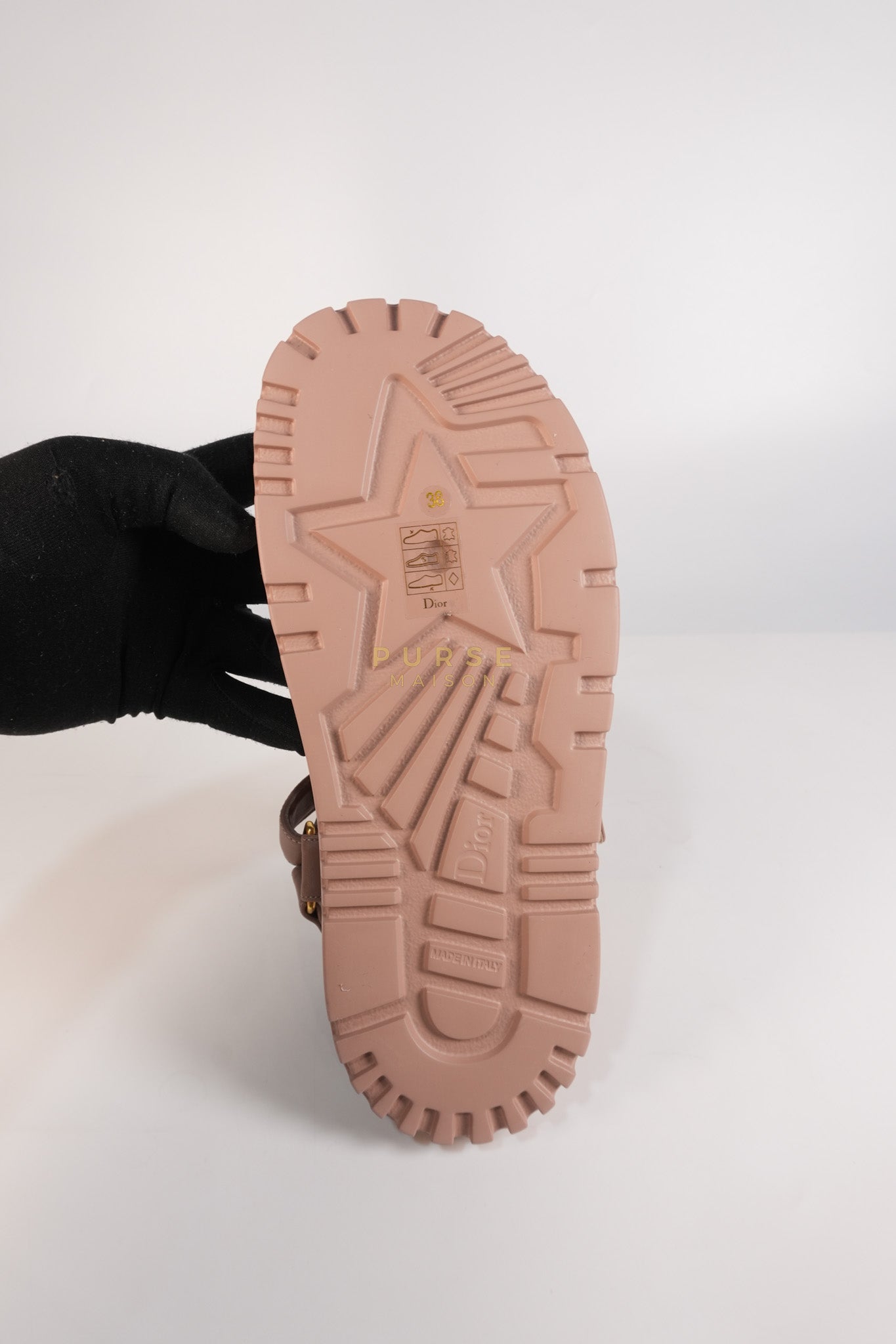 D'Wave Sandals in Powder Pink Leather Size 38EU (24cm) | Purse Maison Luxury Bags Shop