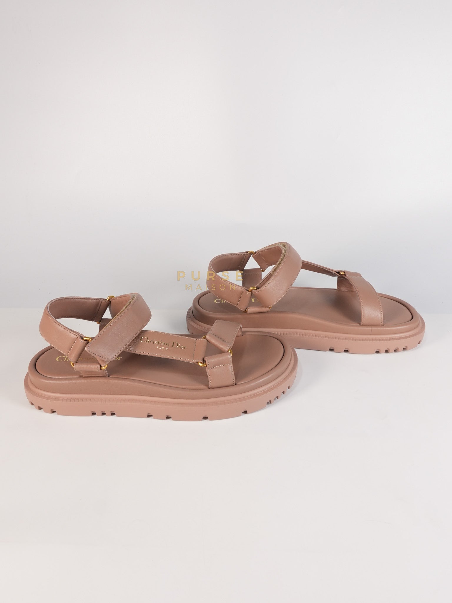 D'Wave Sandals in Powder Pink Leather Size 38EU (24cm) | Purse Maison Luxury Bags Shop
