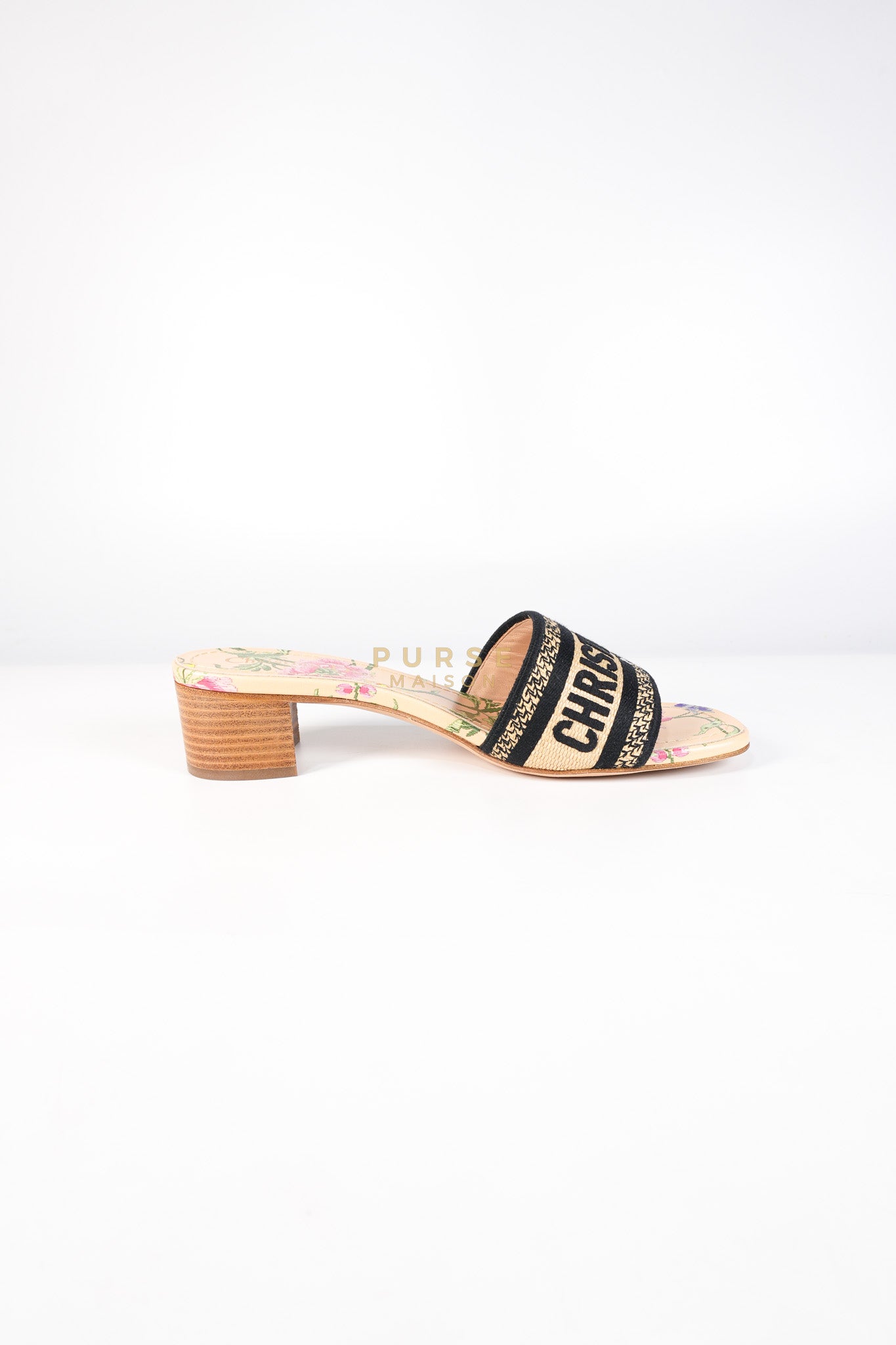 Dway Heeled Mule in Straw & Multicolor Size 36.5(24.1 cm) | Purse Maison Luxury Bags Shop