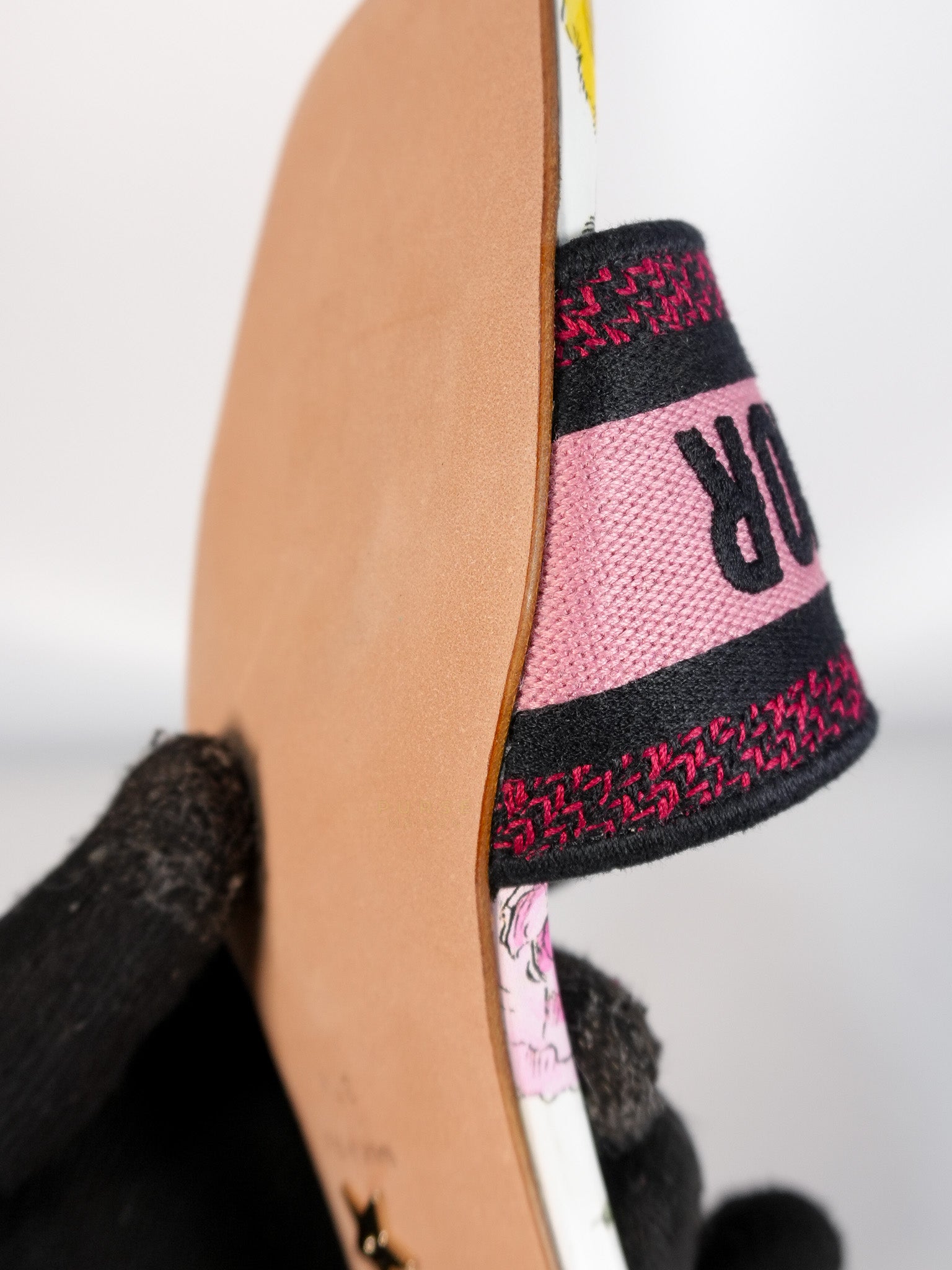 Dway Heels Slide Embroidered Cotton Pink Multicolor | Purse Maison Luxury Bags Shop