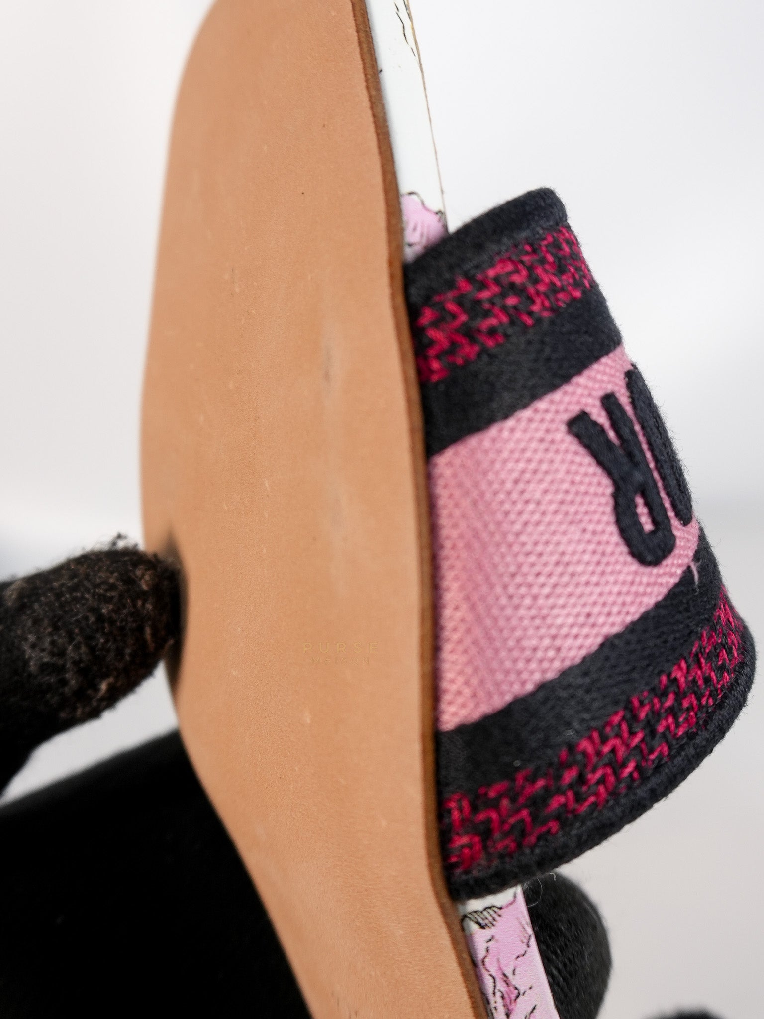 Dway Heels Slide Embroidered Cotton Pink Multicolor | Purse Maison Luxury Bags Shop