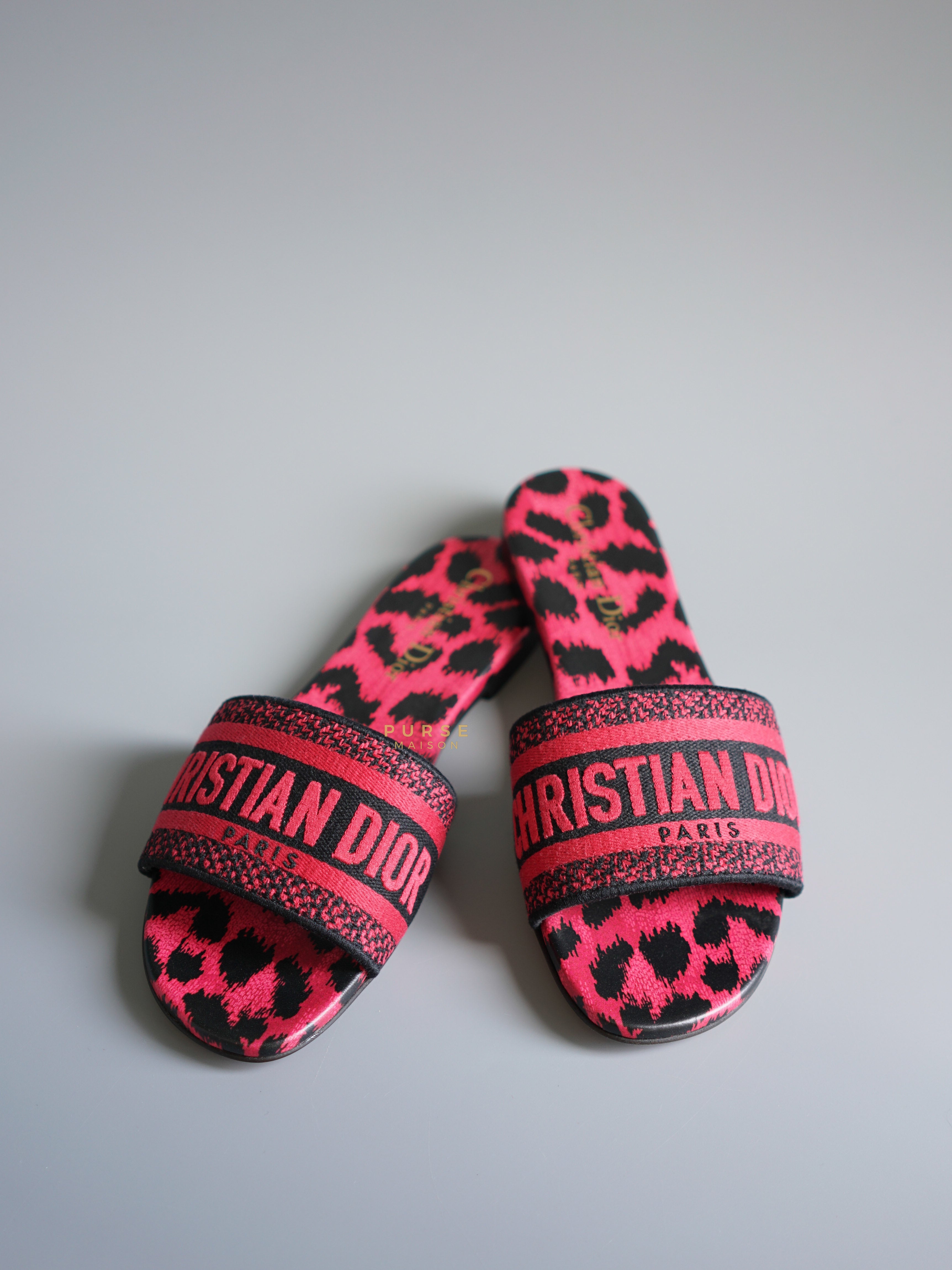 Christian Dior DWAY Slides Leopard Pink Size 36.5 | Purse Maison Luxury Bags Shop