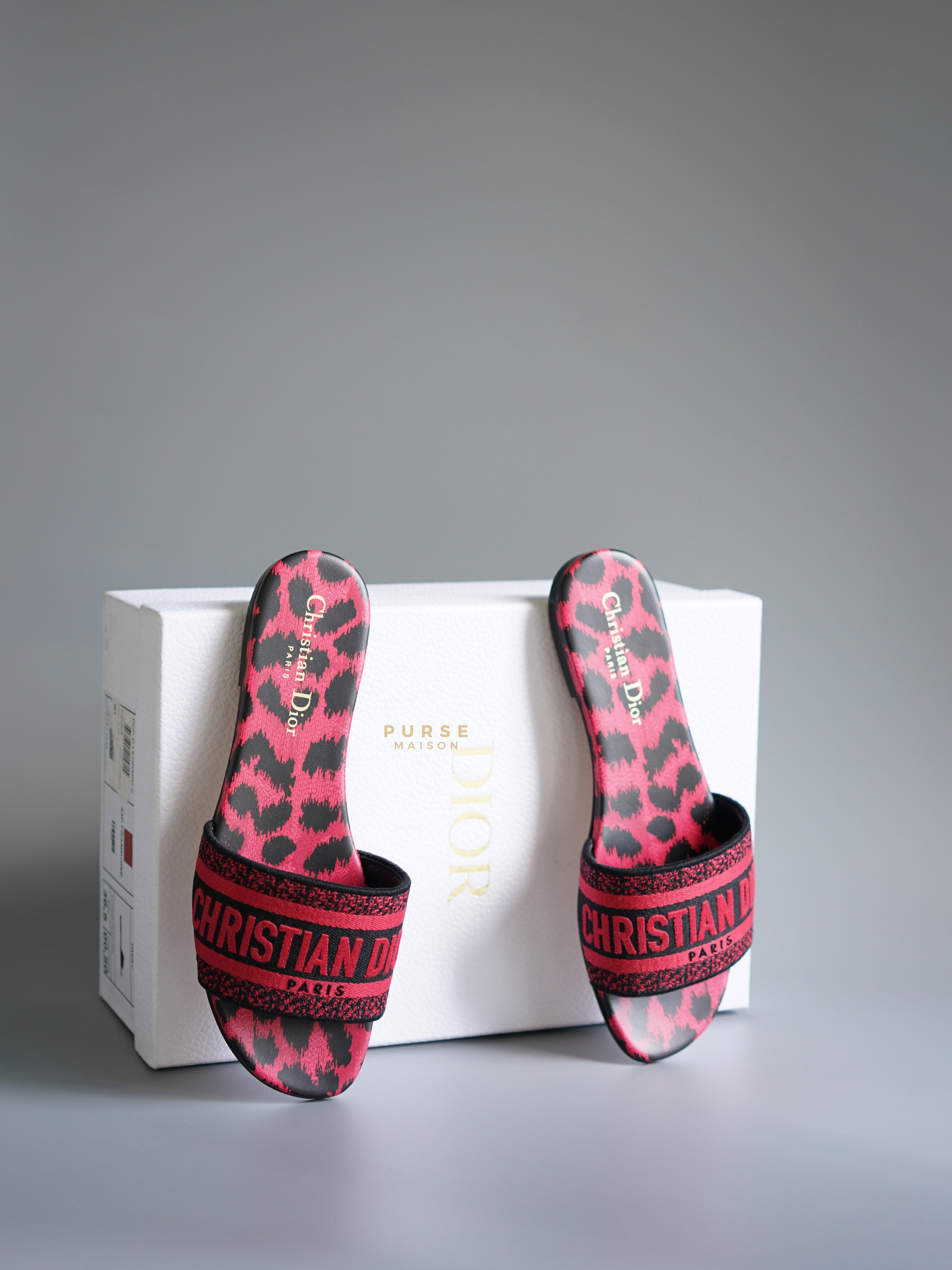 Christian Dior DWAY Slides Leopard Pink Size 36.5 | Purse Maison Luxury Bags Shop
