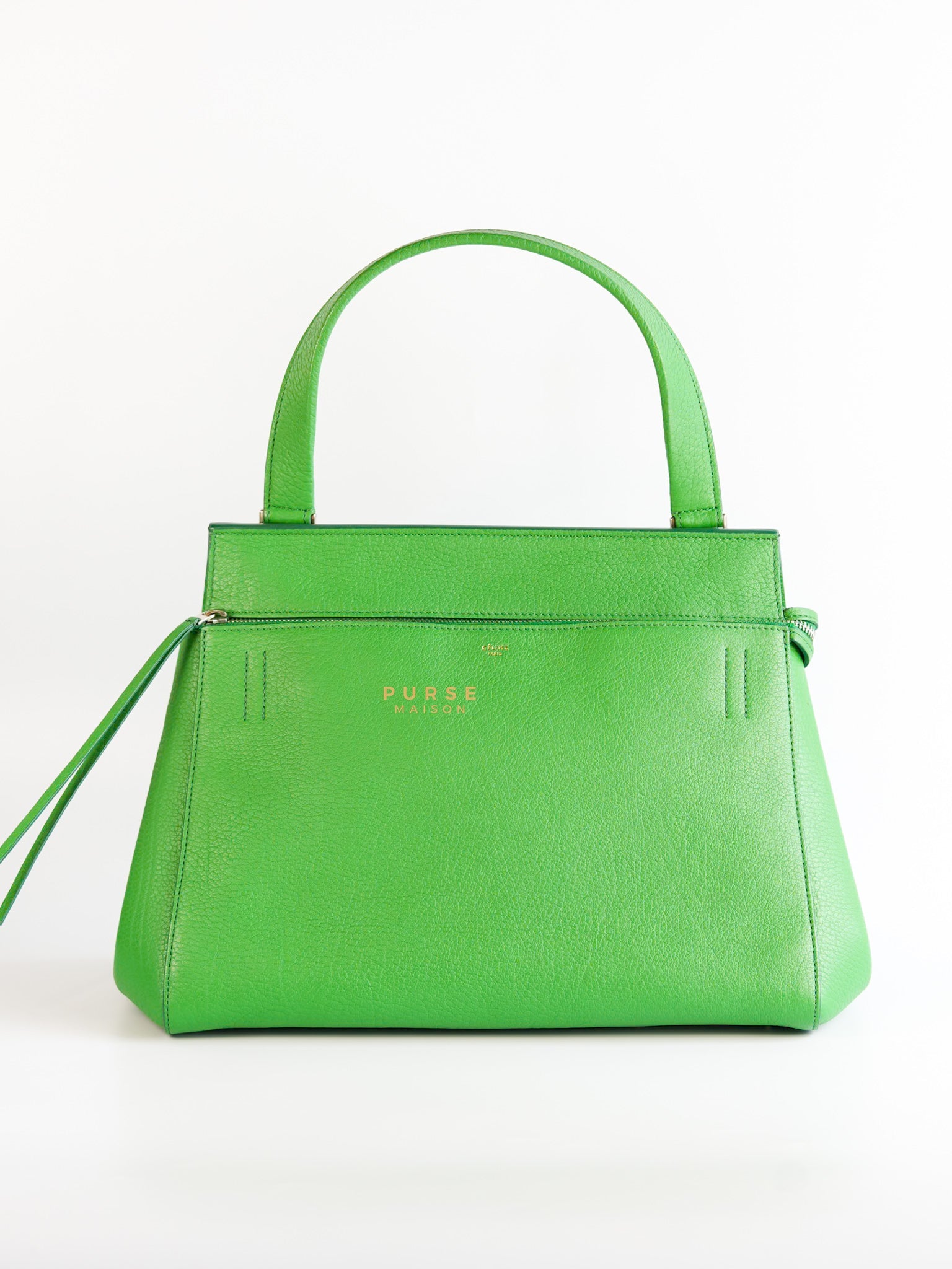 Edge Medium Hand Bag in Green Leather | Purse Maison Luxury Bags Shop