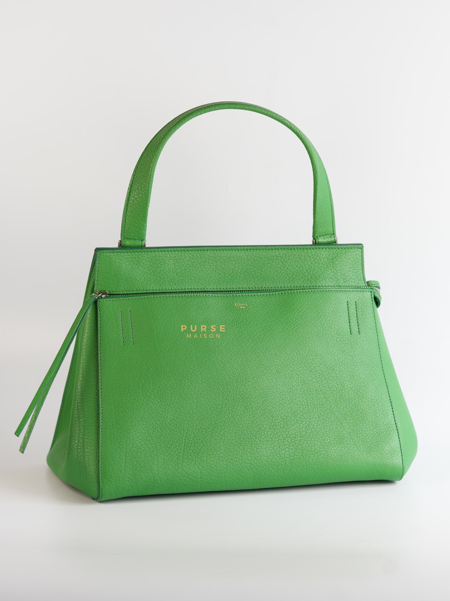 Edge Medium Hand Bag in Green Leather | Purse Maison Luxury Bags Shop