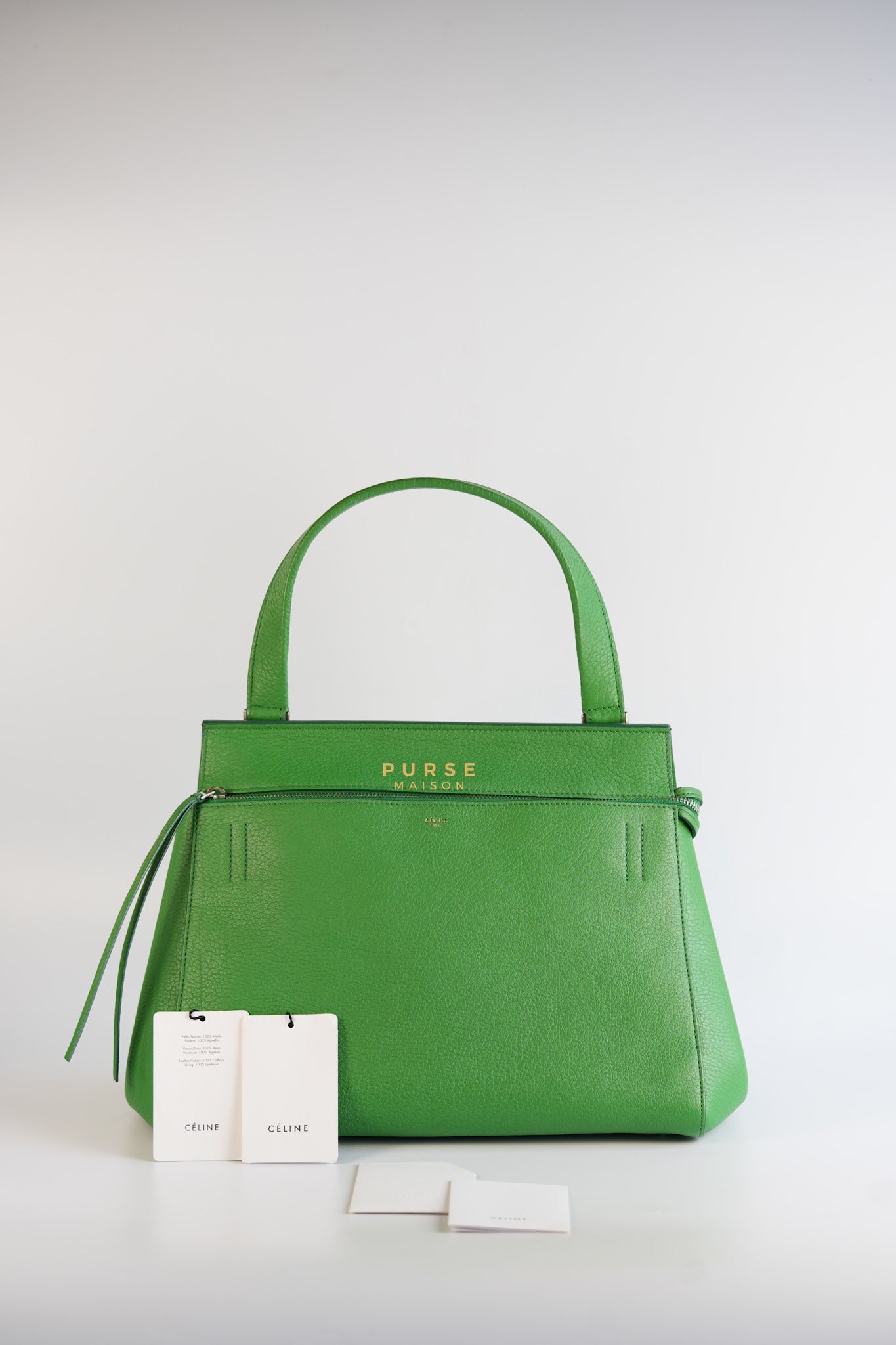 Edge Medium Hand Bag in Green Leather | Purse Maison Luxury Bags Shop