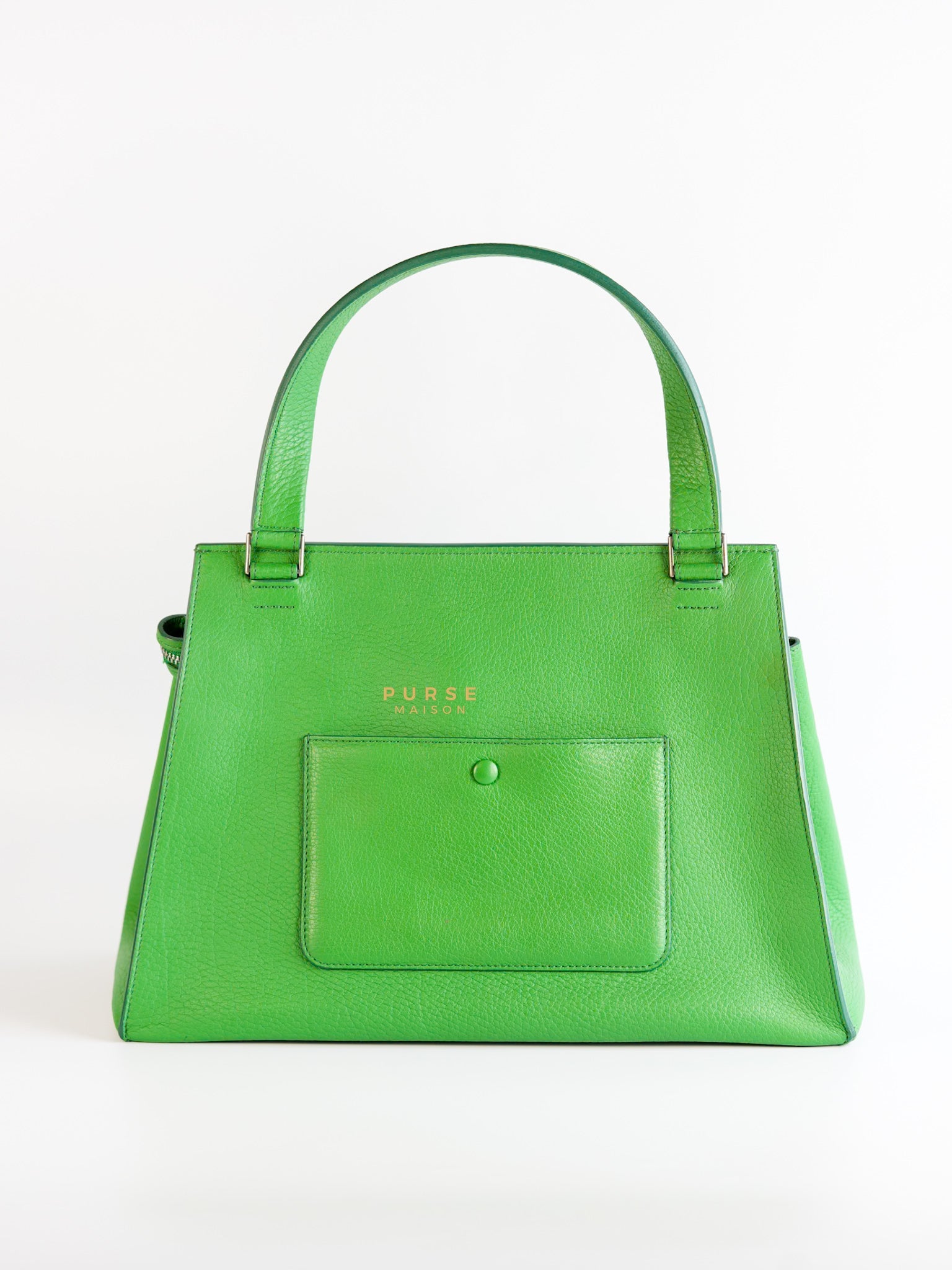 Edge Medium Hand Bag in Green Leather | Purse Maison Luxury Bags Shop