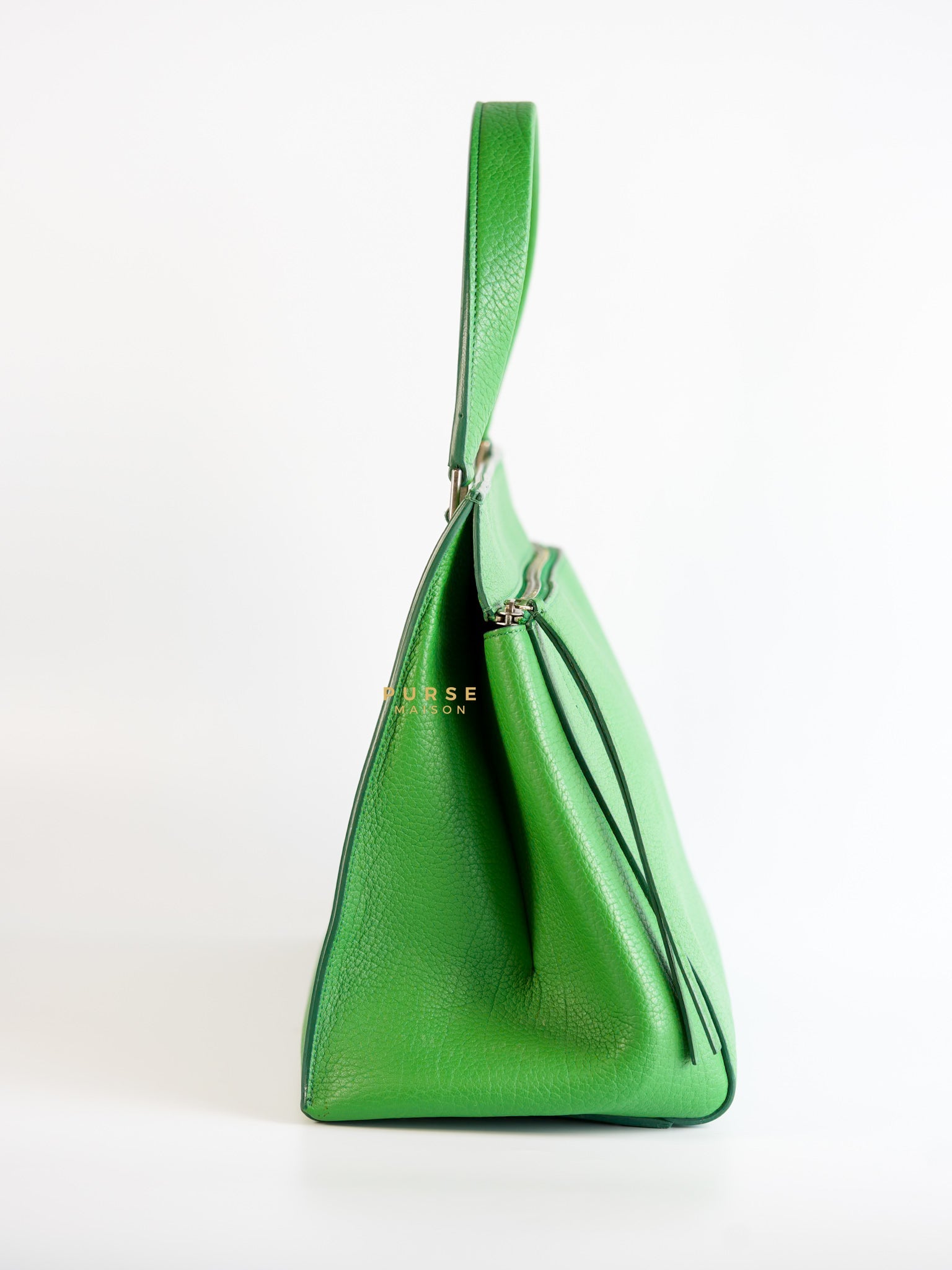 Edge Medium Hand Bag in Green Leather | Purse Maison Luxury Bags Shop