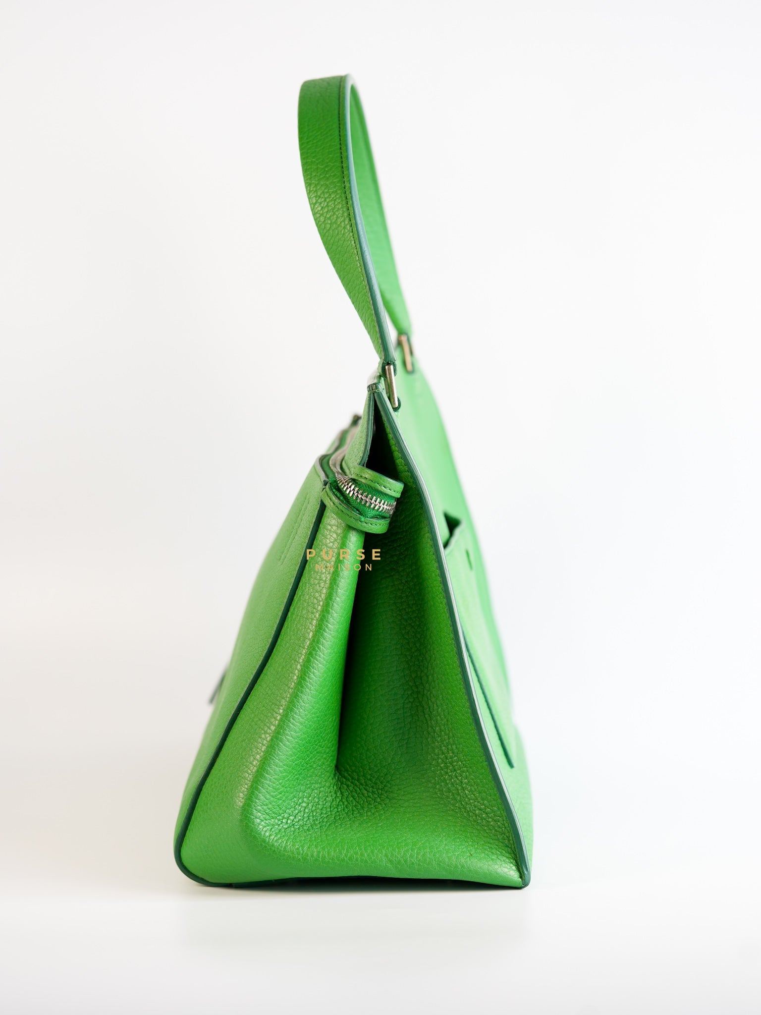 Edge Medium Hand Bag in Green Leather | Purse Maison Luxury Bags Shop