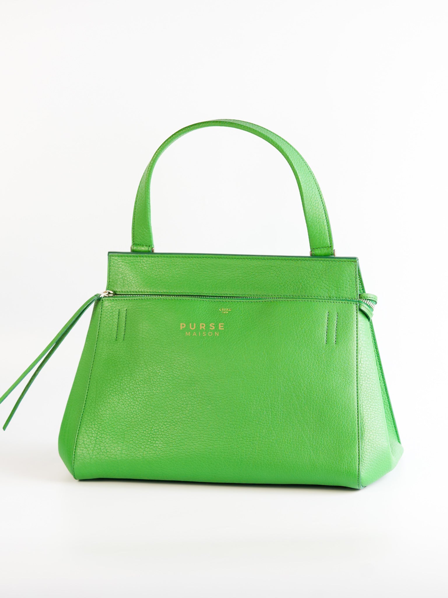 Edge Medium Hand Bag in Green Leather | Purse Maison Luxury Bags Shop