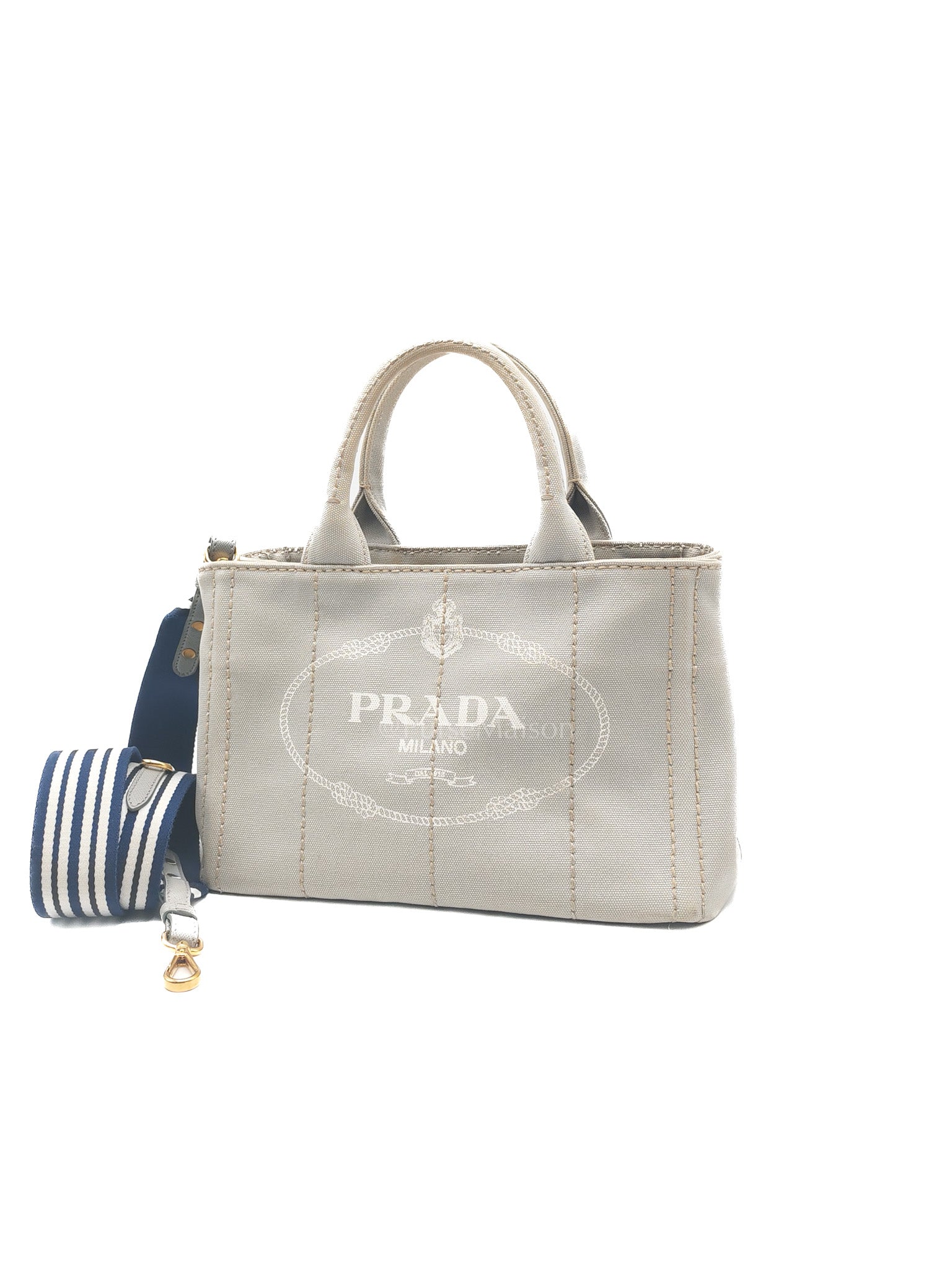 Canapa Canvas Small Tote Bag in Gray & Gold Hardware